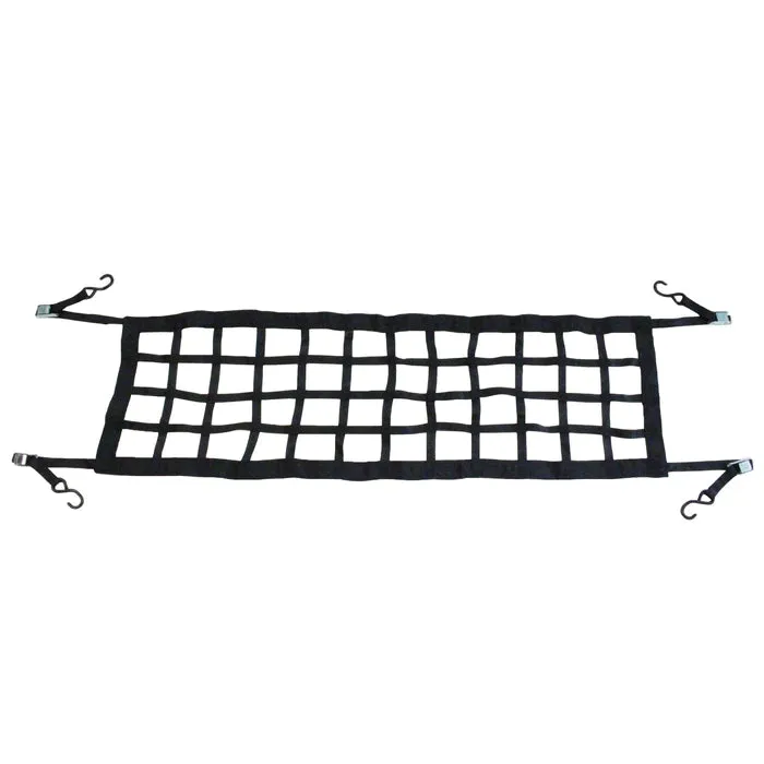 Heavy Duty 50" x 16" Tailgate Net with 1" Cam Buckle Adjustable Tie-Downs in Black, 1,500 LBS