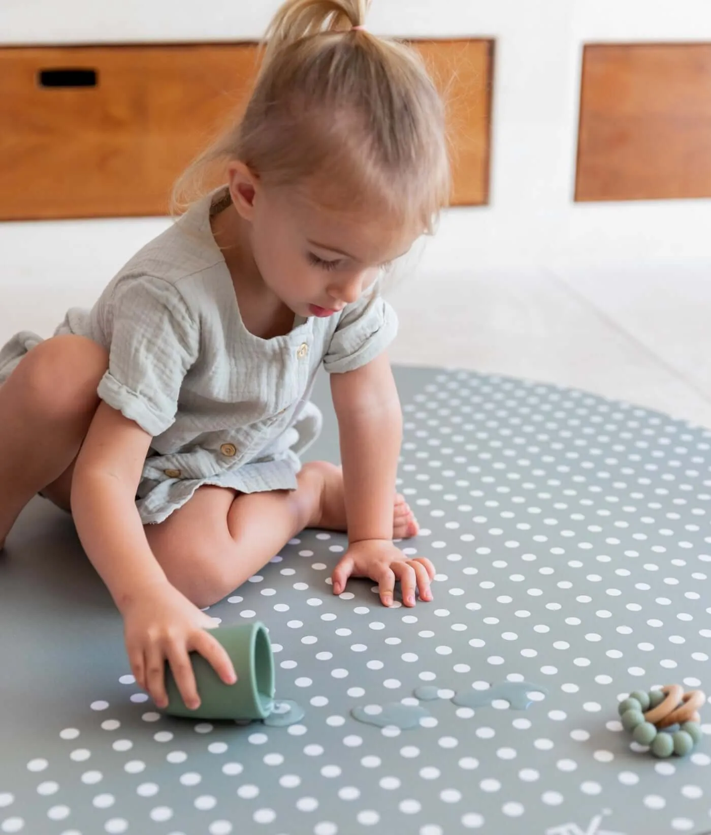 High Chair Splat Mats | Spotted - Moss