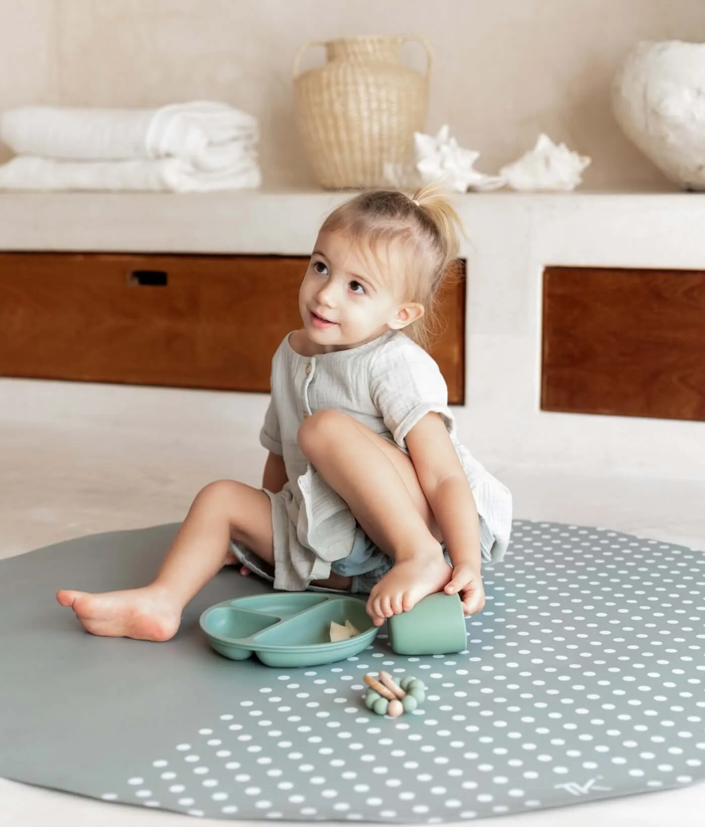 High Chair Splat Mats | Spotted - Moss