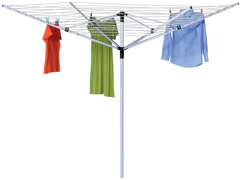 Honey-Can-Do DRY-09068 Outdoor Umbrella Clothes Dryer, 165 ft Drying Space, Aluminum/Steel, White, 73 in W, 72 in H :EA: QUANTITY: 1