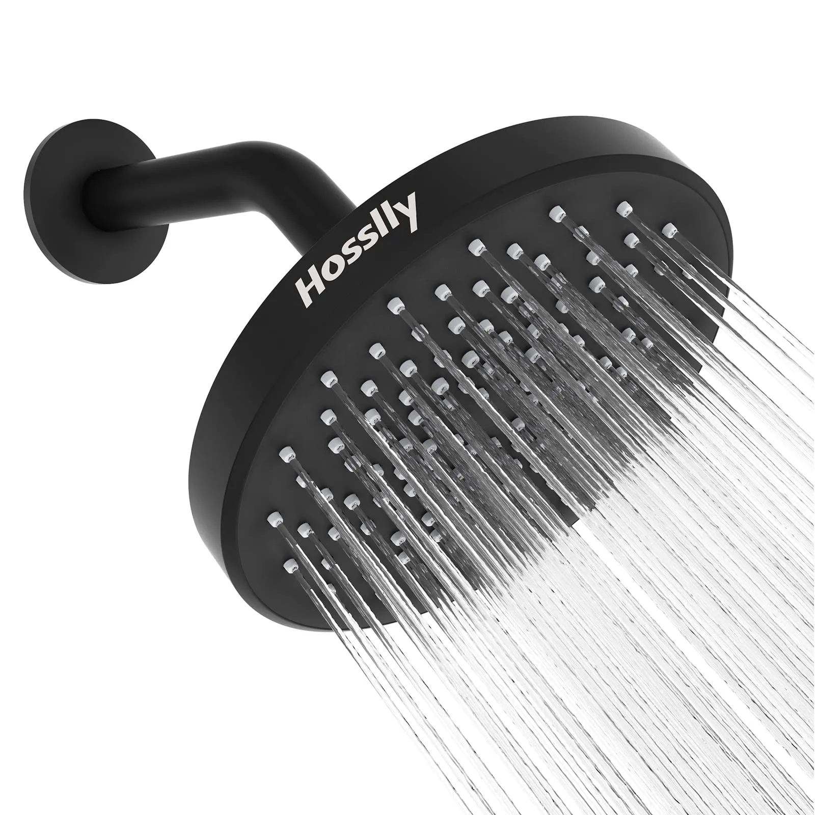 HOSSLLY Rainfall Shower Head High Pressure 360° Adjustable - Brushed Nickel