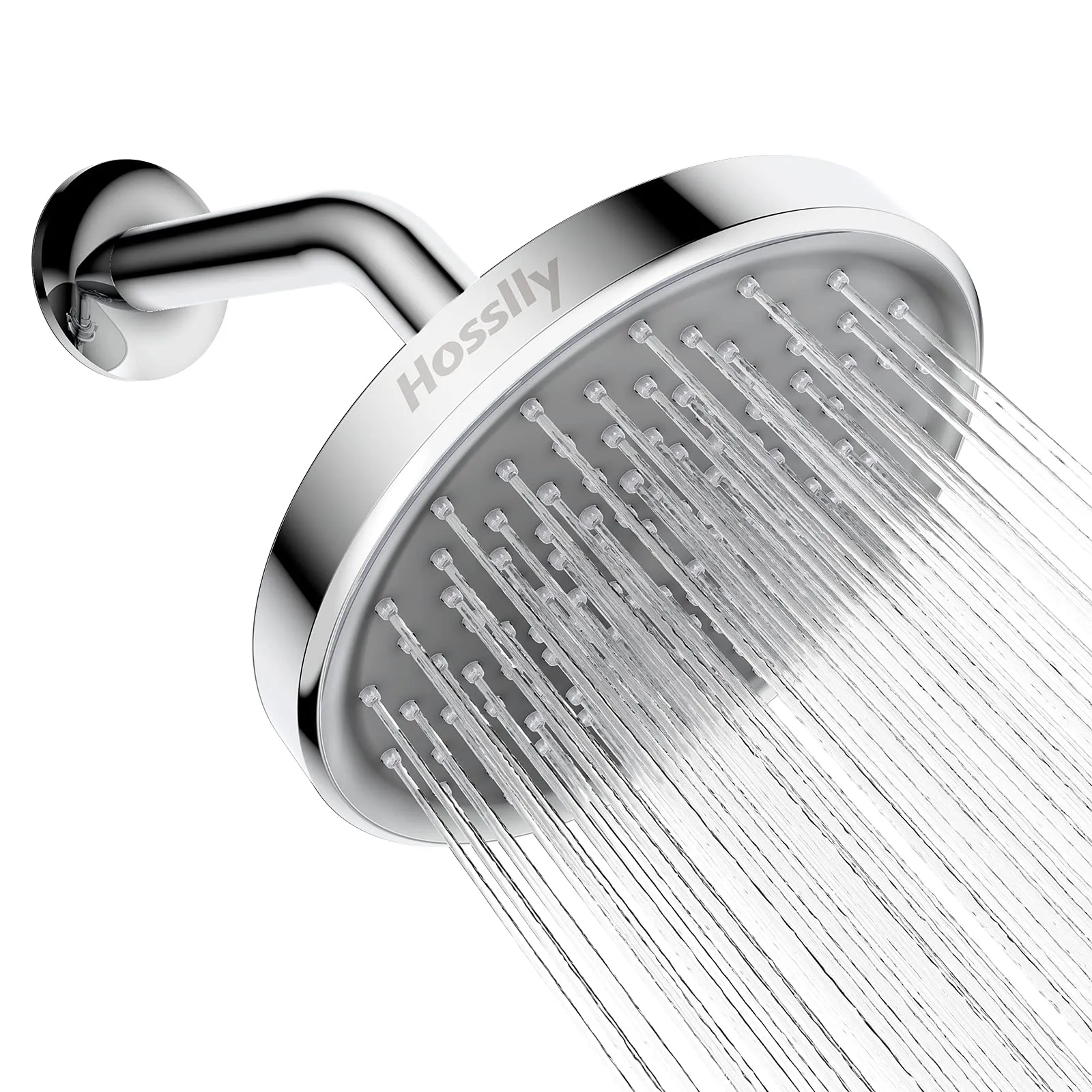 HOSSLLY Rainfall Shower Head High Pressure 360° Adjustable - Brushed Nickel