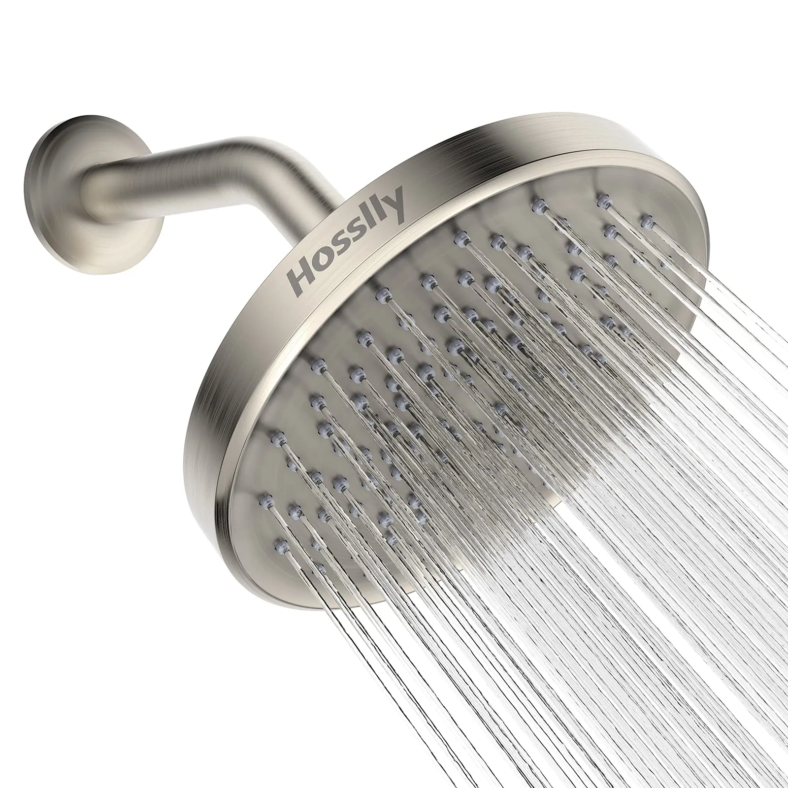 HOSSLLY Rainfall Shower Head High Pressure 360° Adjustable - Matte Black