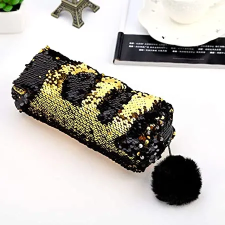 Importikaah Fashion Sequin Hairball Pencil Case - Random Colors