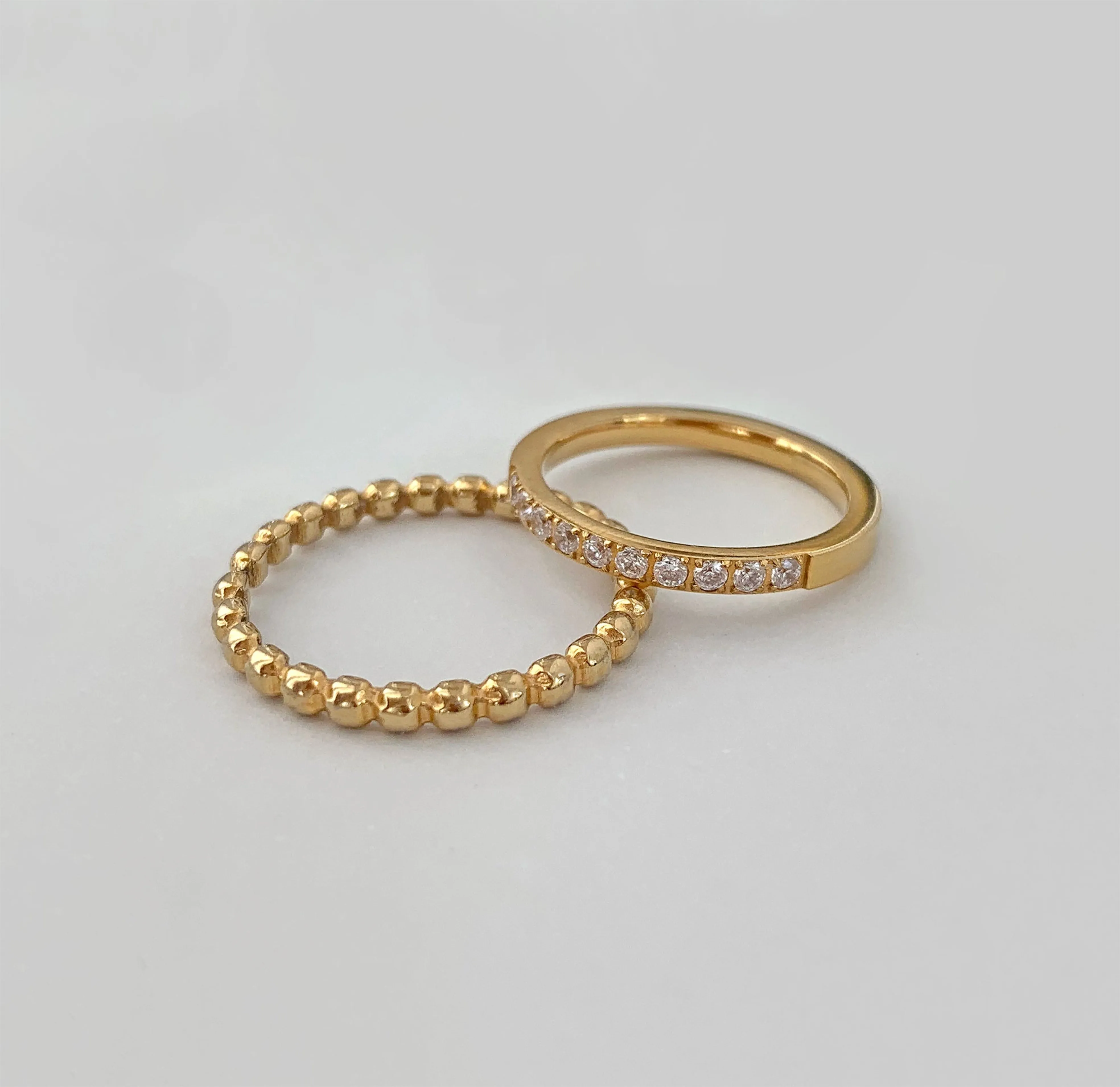 JAINA DAINTY GOLD BEADED STACKABLE RING