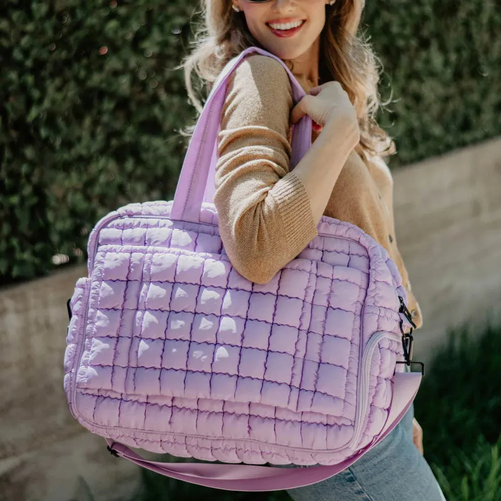 Katydid Light Purple Quilted Garment Duffel Bag w/ Pass-Thru Slip