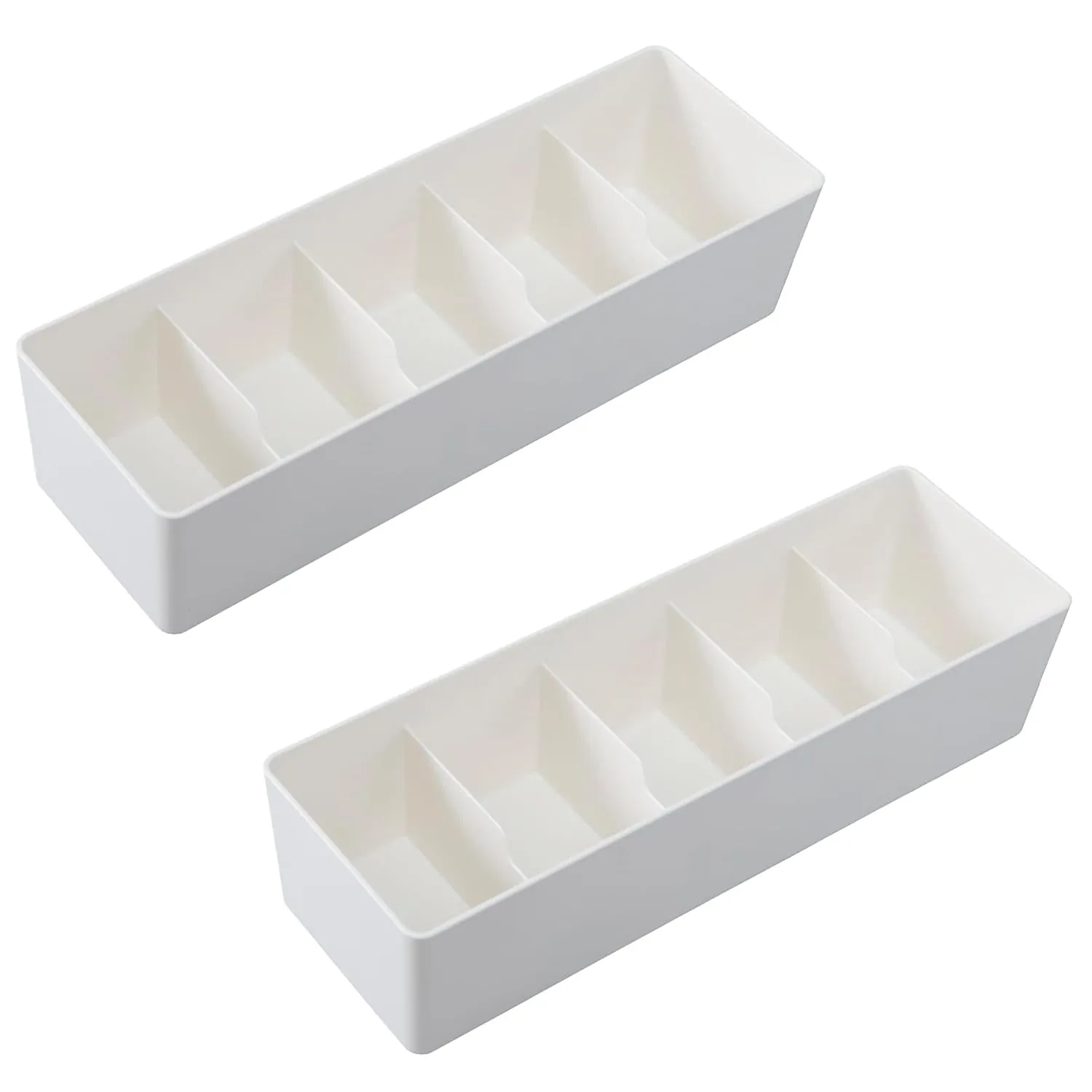 Kuber Industries Cloth Storage Box 5 GridDrawer Divider|Wardrobe Organizer For clothes-Pack of 2 (White)