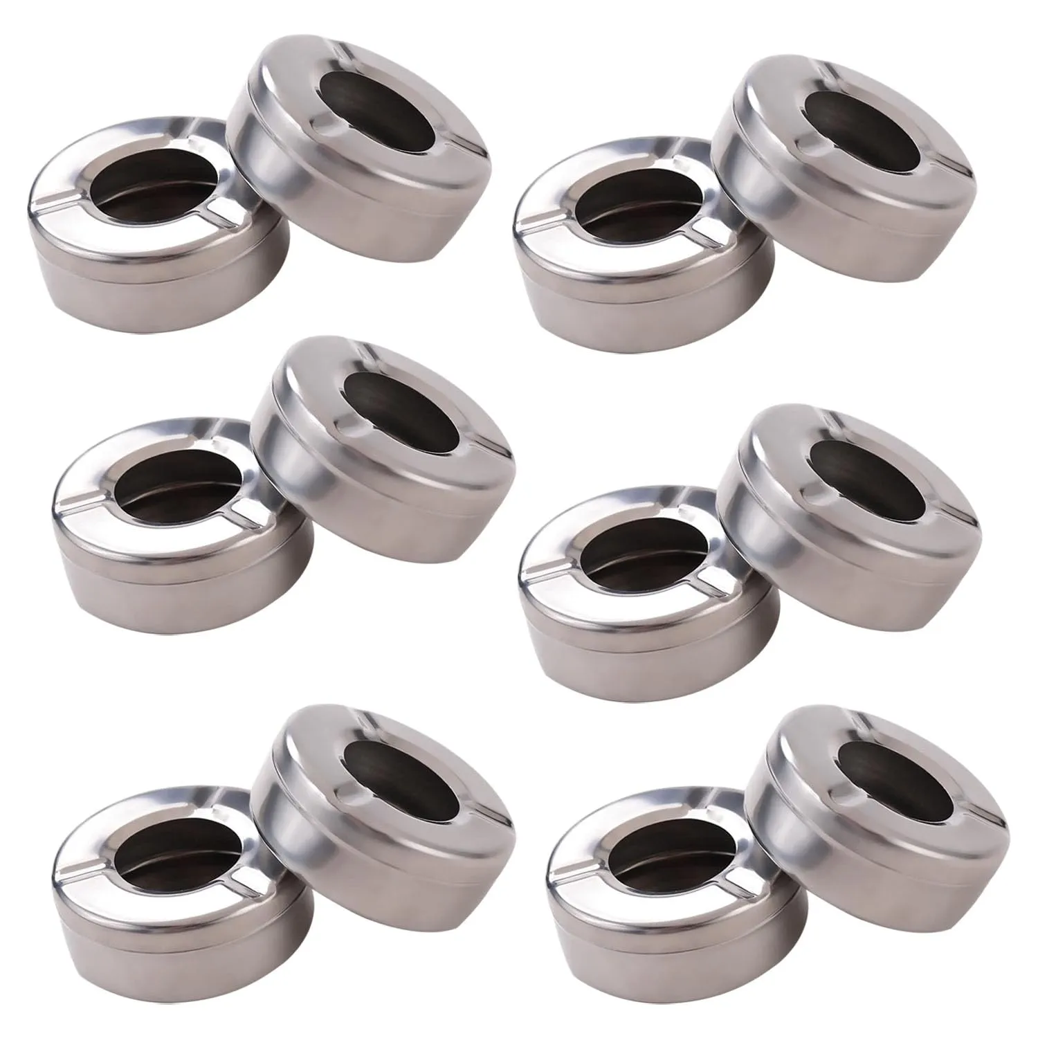 Kuber Industries Decorative Ash tray Stylish|Round Shape Pack of 12 (Silver)