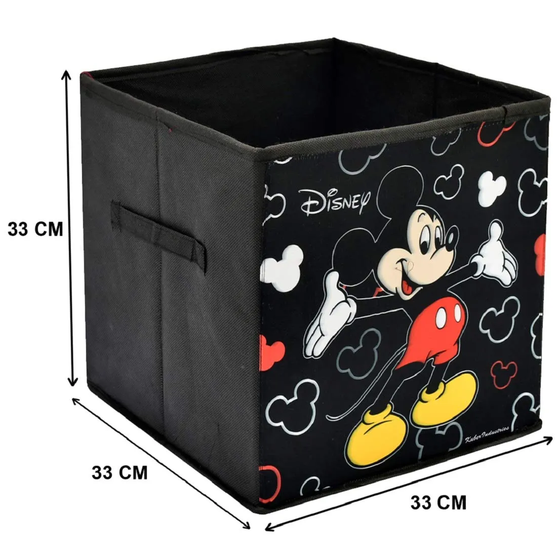 Kuber Industries Foldable Boxes For Storage - Multipurpose Storage Organizer For Clothes | Wardrobe | Closet | Home | Toys | Books - Disney Mickey Print - Undergarment Organizer Basket (Black)