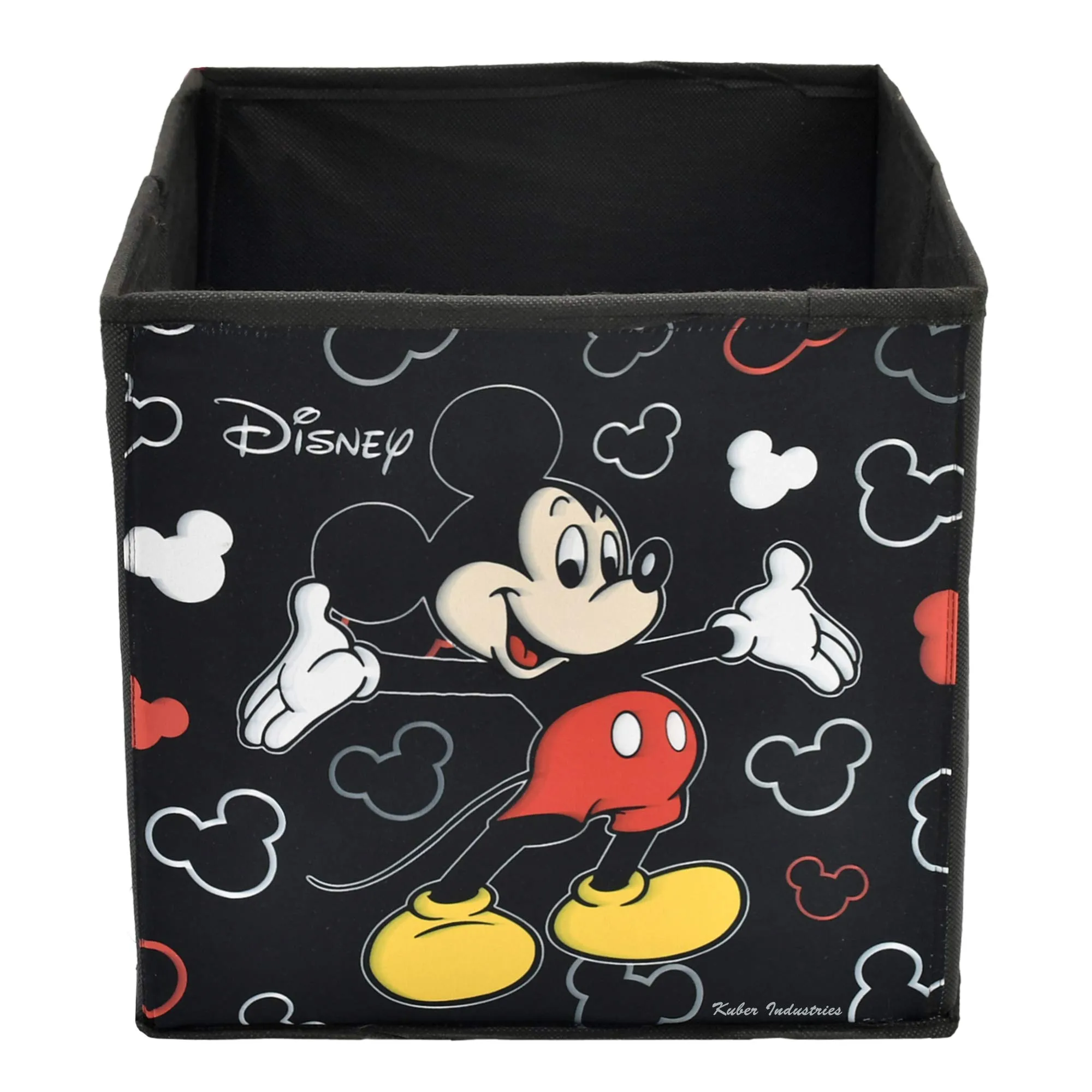 Kuber Industries Foldable Boxes For Storage - Multipurpose Storage Organizer For Clothes | Wardrobe | Closet | Home | Toys | Books - Disney Mickey Print - Undergarment Organizer Basket (Black)