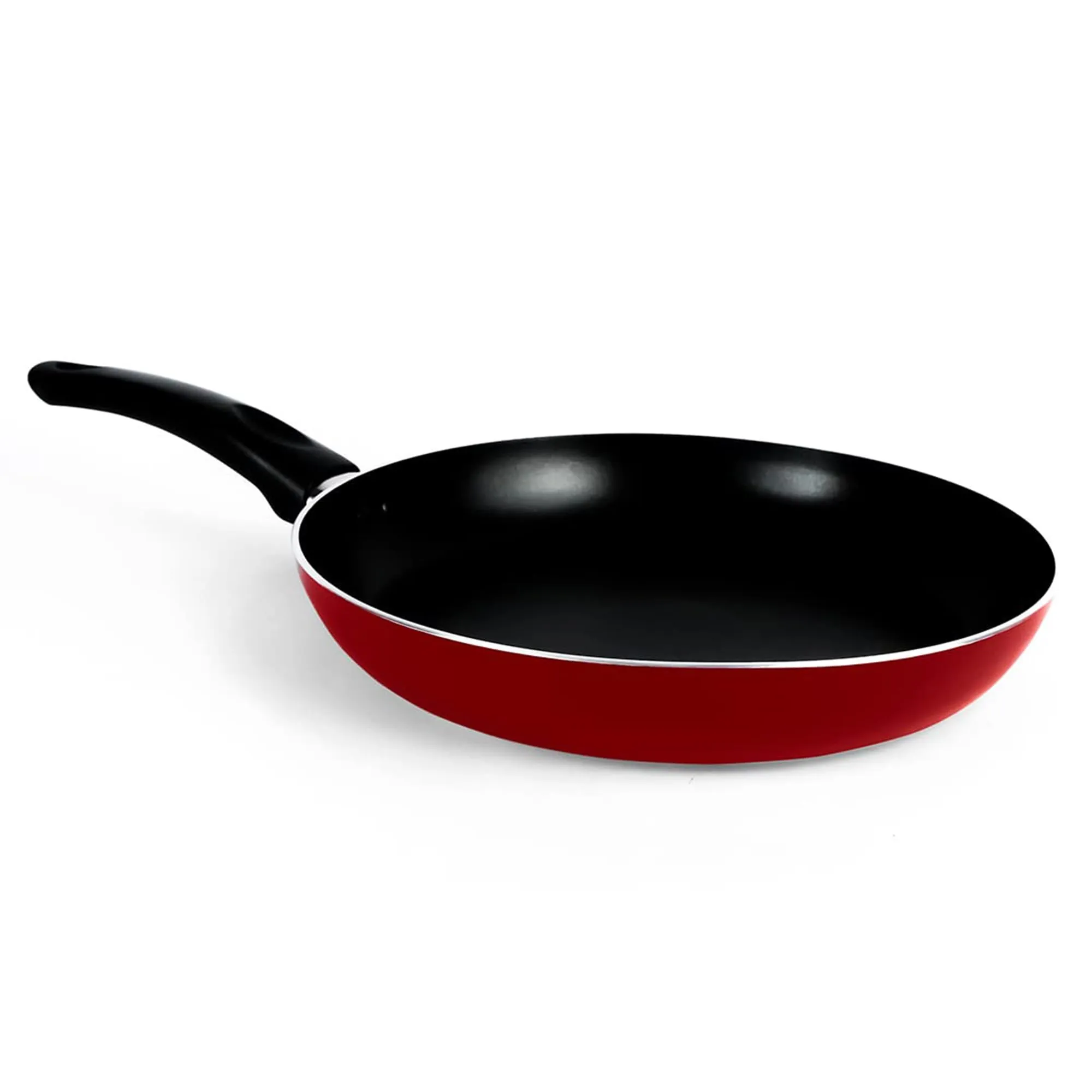 Kuber Industries Non-Stick Aluminum Frying Pan with Handle | Lightweight Induction Pan for Omelettes & Fish Cooking & Tadka | Scratch Resistent, Gas & Induction Compatible | Red & Black