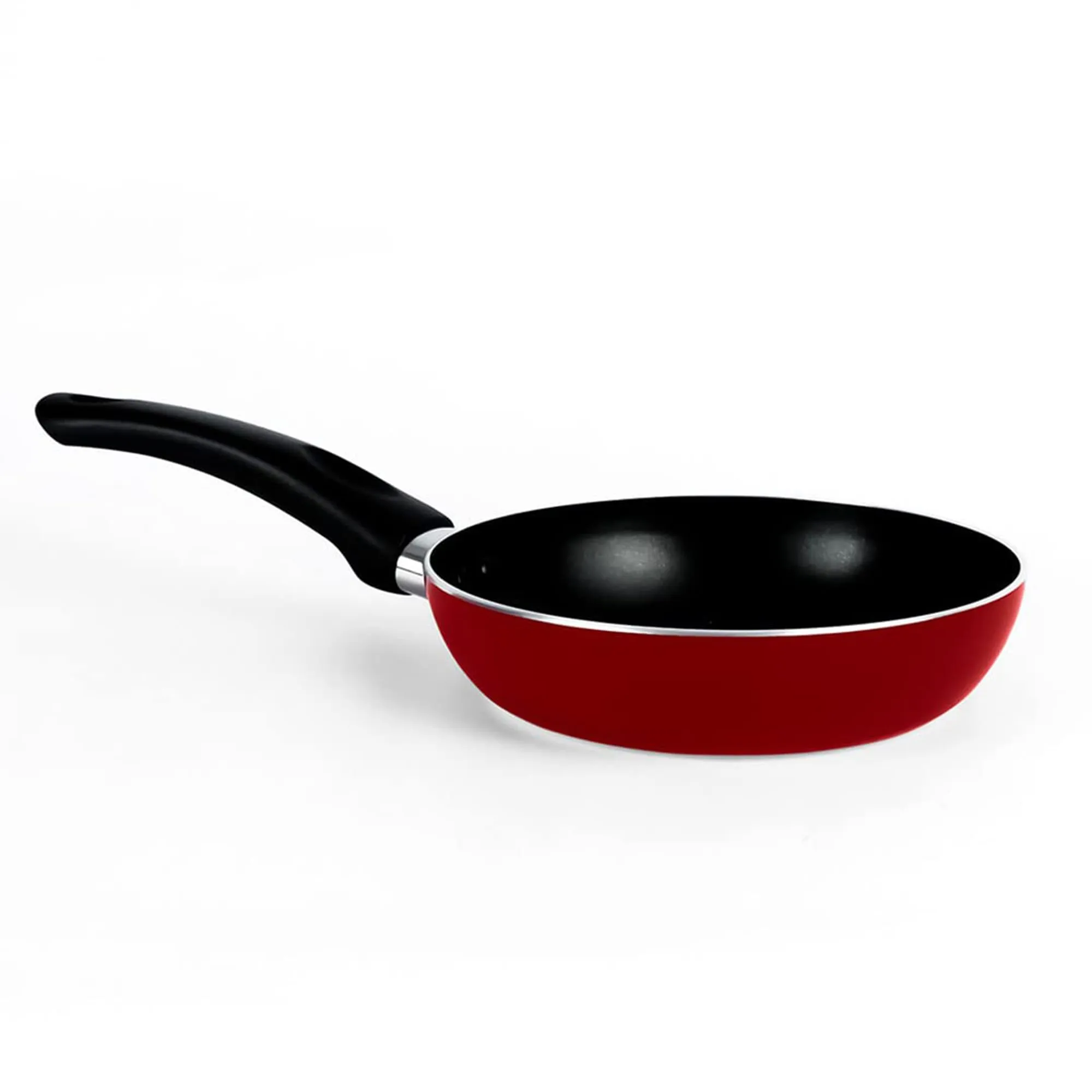 Kuber Industries Non-Stick Aluminum Frying Pan with Handle | Lightweight Induction Pan for Omelettes & Fish Cooking & Tadka | Scratch Resistent, Gas & Induction Compatible | Red & Black