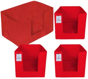 Kuber Industries Non Woven 3 Piece Shirt Stacker and 1 Piece Foldable Rectangle Cloth Saree Stacker Cloth Wardrobe Organizer Wardrobe Organizer (Red) -CTKTC038306