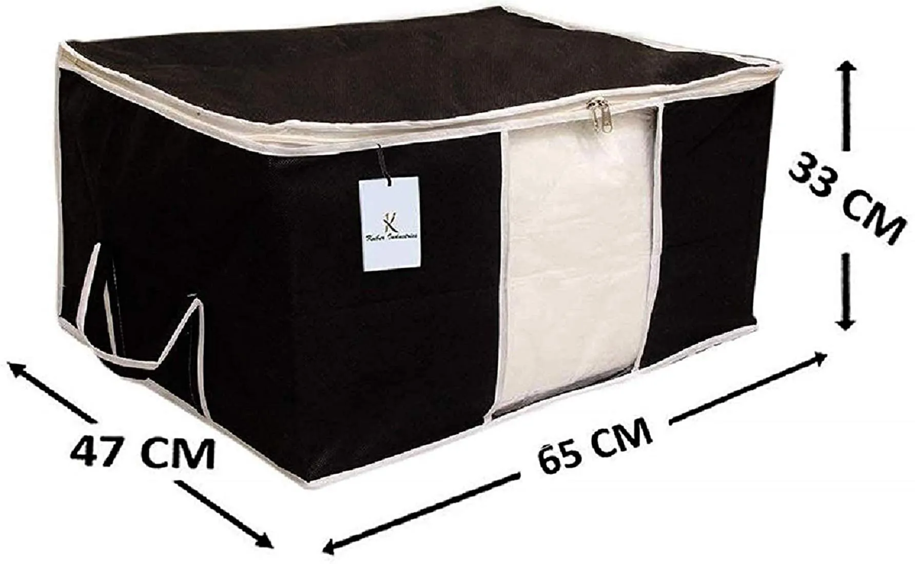 Kuber Industries Non Woven 3 Pieces Saree Cover and 2 Pieces Underbed Storage Bag, Cloth Organizer for Storage, Blanket Cover Combo Set (Black) -CTKTC038466