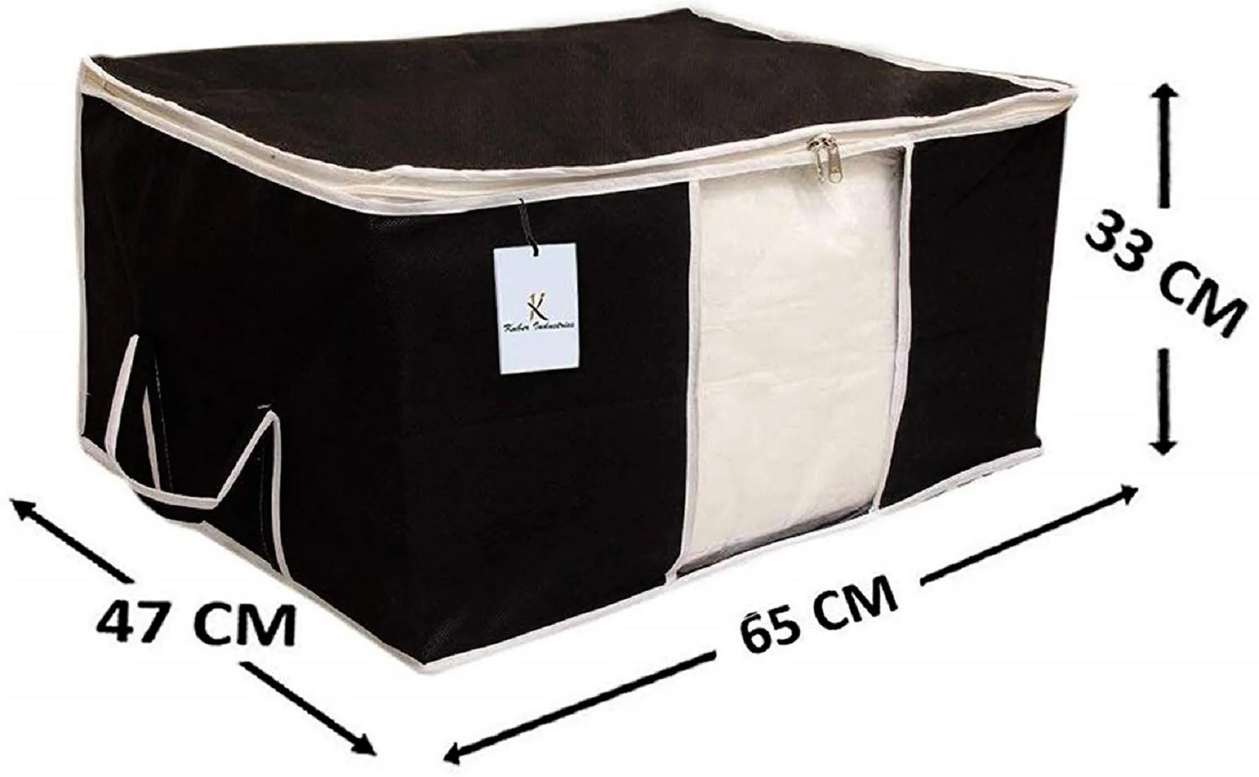 Kuber Industries Non Woven 3 Pieces Saree Cover and 3 Pieces Underbed Storage Bag, Cloth Organizer for Storage, Blanket Cover Combo Set (Black) -CTKTC038468