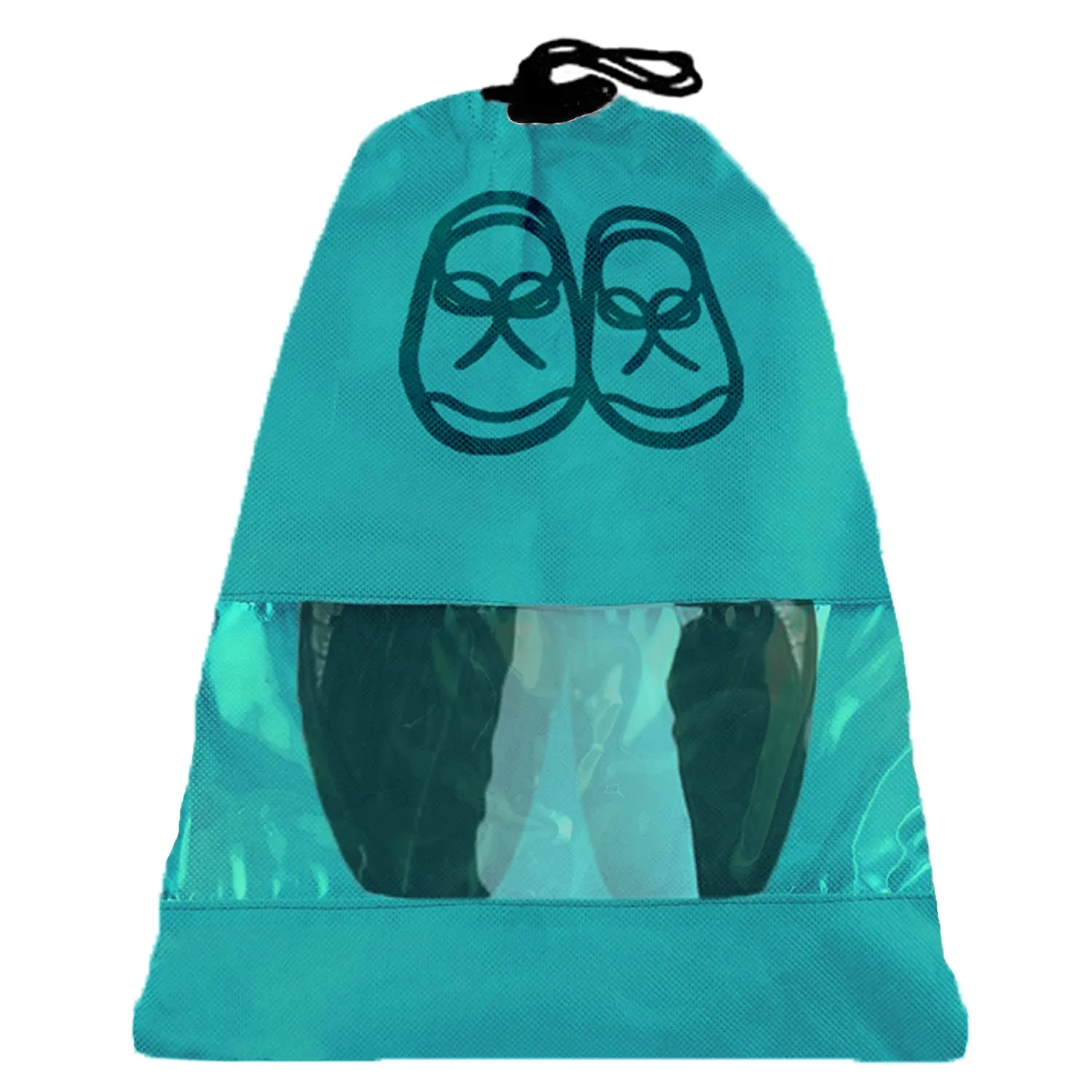 Kuber Industries Non Woven Waterproof & Portable Drawstring Shoe Cover with Transparent Window,Pack of 3 (Blue)