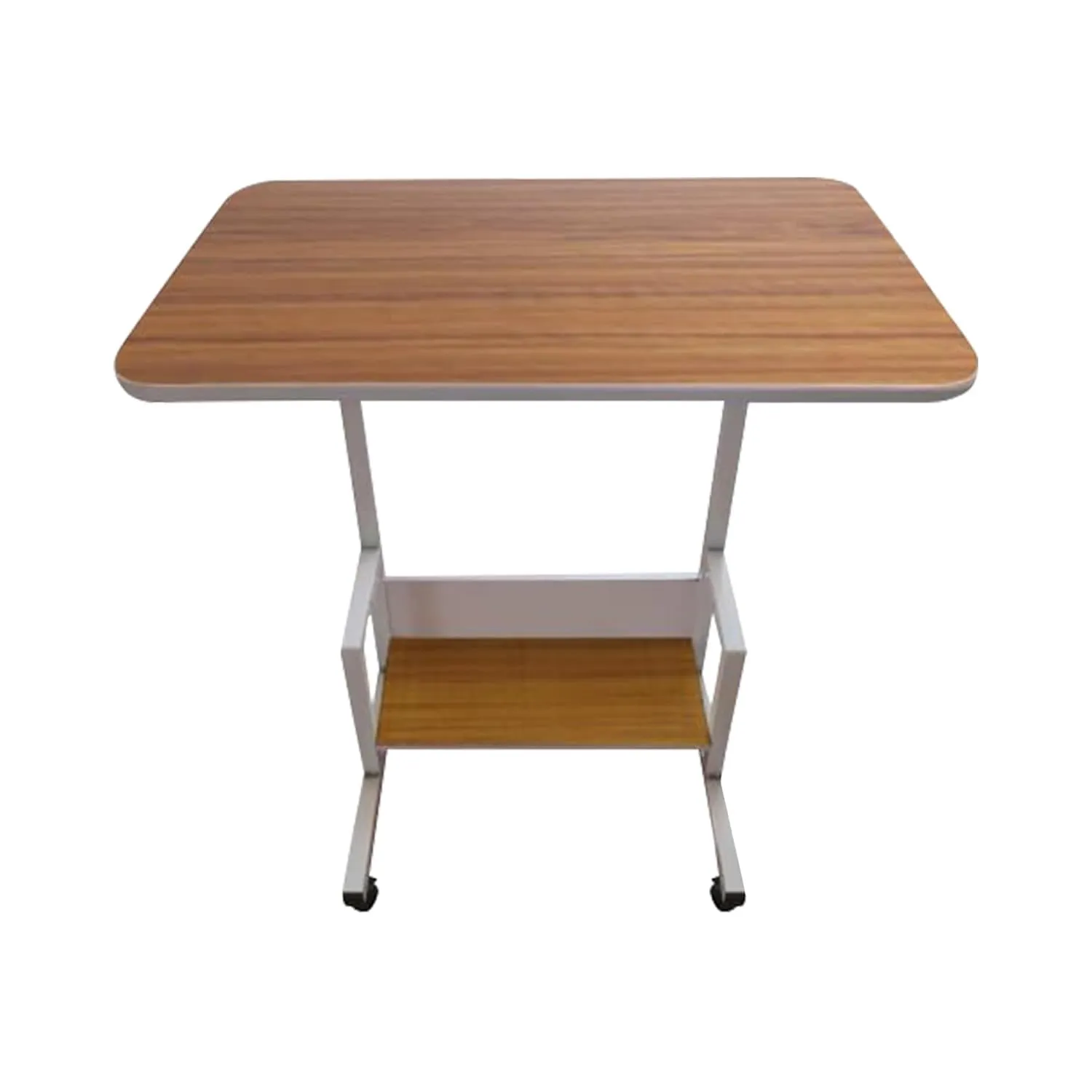 Kuber Industries Wooden Manual Height Adjustable Table for Work & Study with Wheels | Rectangular Spacious Desk & Laptop Tables for Work from Home & Office | LF260WANT-Brown Strokes