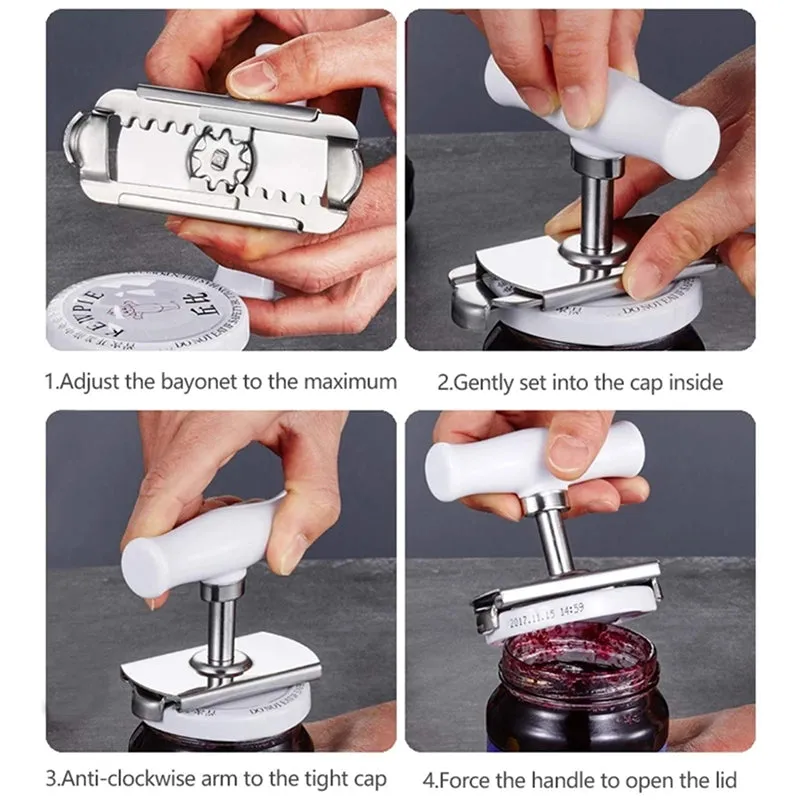 Labor-saving Adjustable Stainless Steel Screw Jar Opener Multifunctional Can Cap Opener