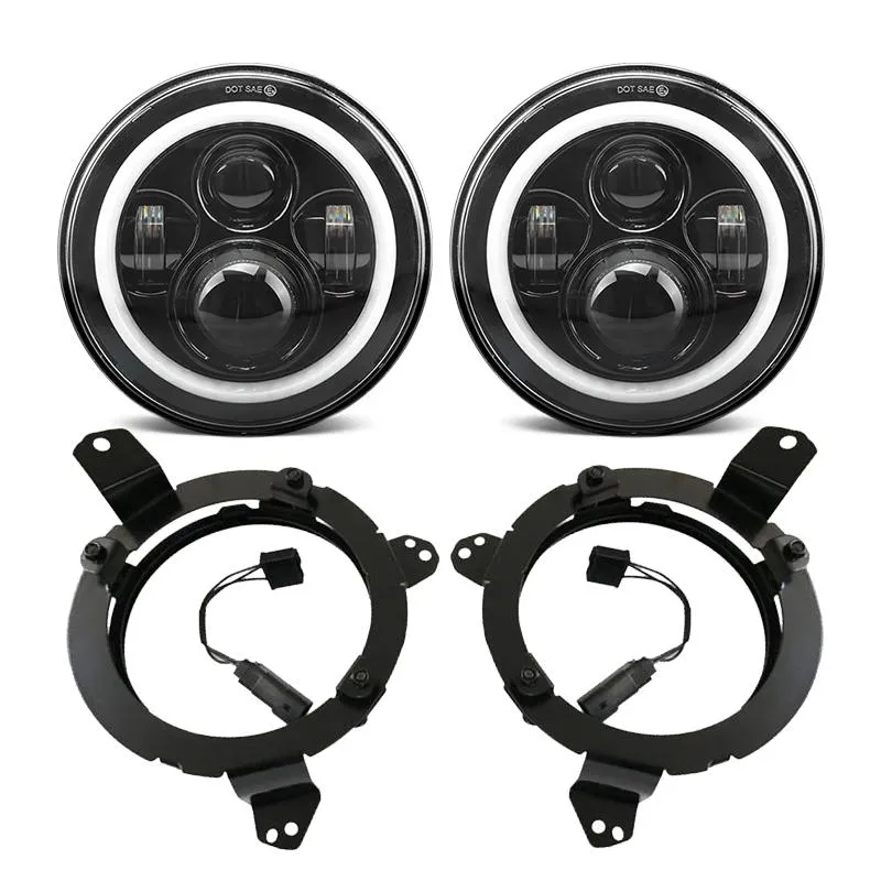 LED Halo Headlights with Turn Signals   9'' Headlight Bracket & LED Halo Fog Lights For 2018  Jeep Wrangler JL And Gladiator JT