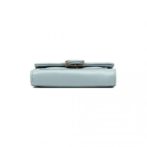 Miss Lulu Elegant Blue PU Leather Wallet - Leaf-Shaped Round Clasp, Women's Accessory