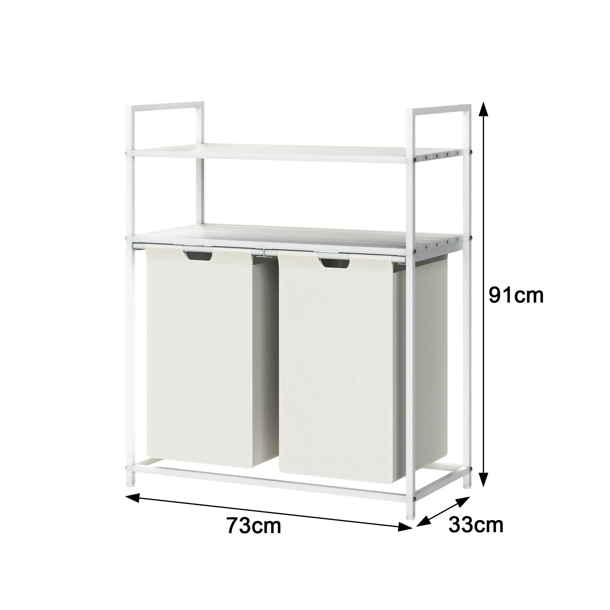 Neo White Laundry Basket Hamper With 2 Shelves