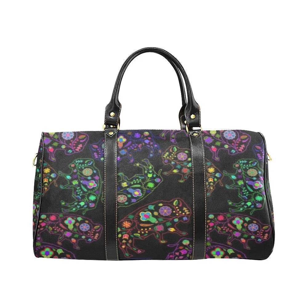 Neon Floral Buffalos Waterproof Travel Bag