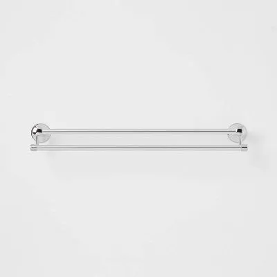 New - Casual Double Towel Bar Chrome - Threshold