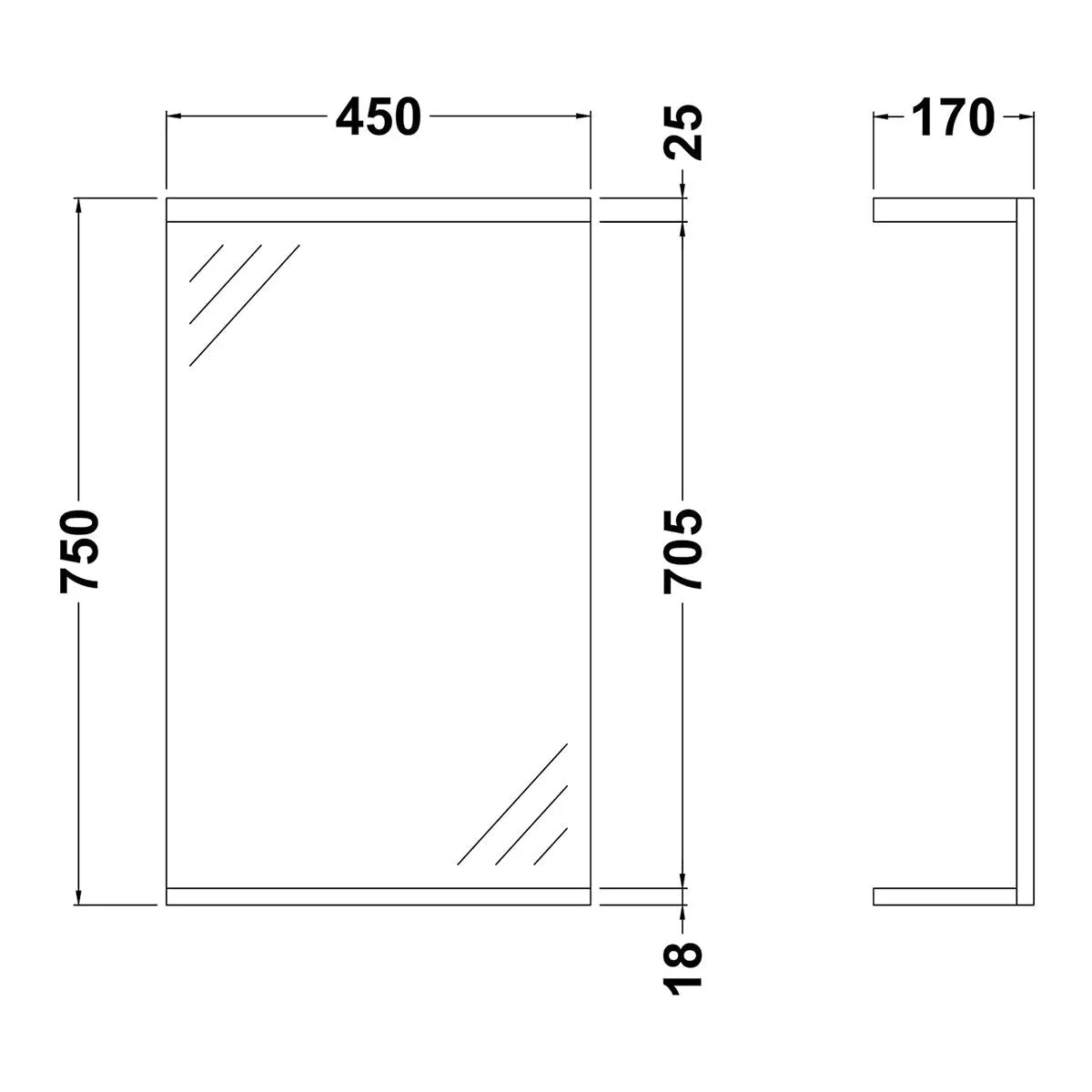 Nuie Mayford Wall Hung 550mm Mirror in Gloss White