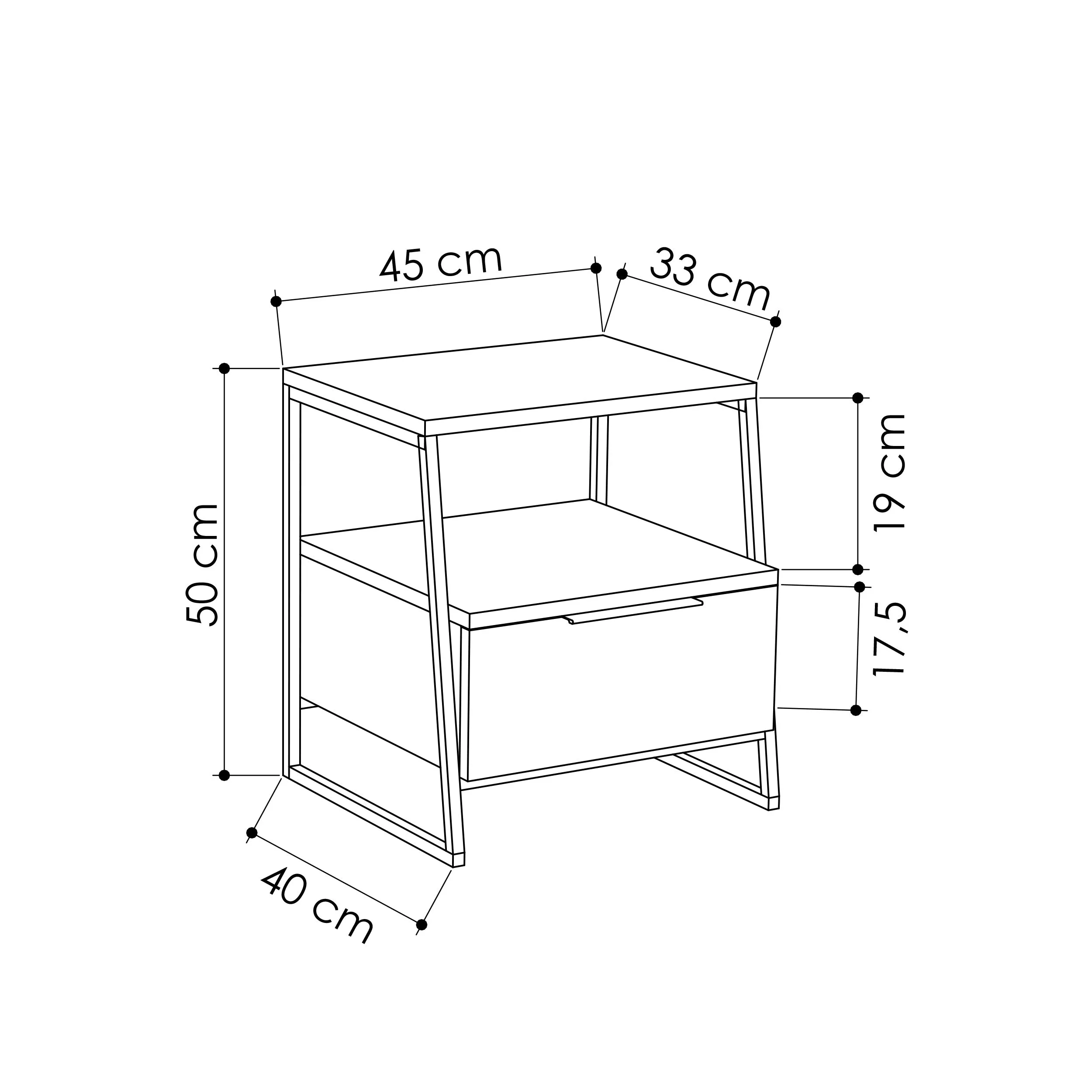 Pal Modern Bedside Table With Drawer Bedroom Furniture W 45cm