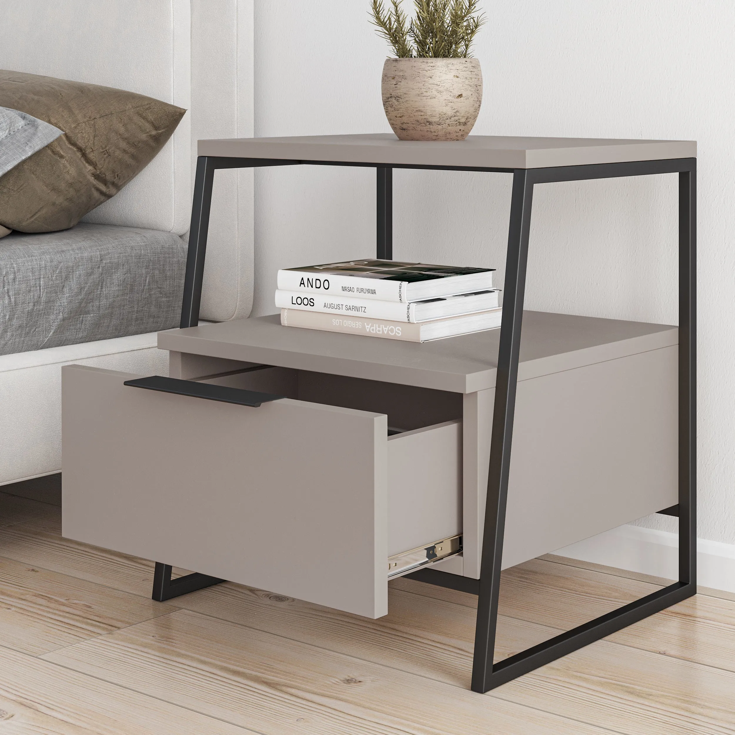 Pal Modern Bedside Table With Drawer Bedroom Furniture W 45cm