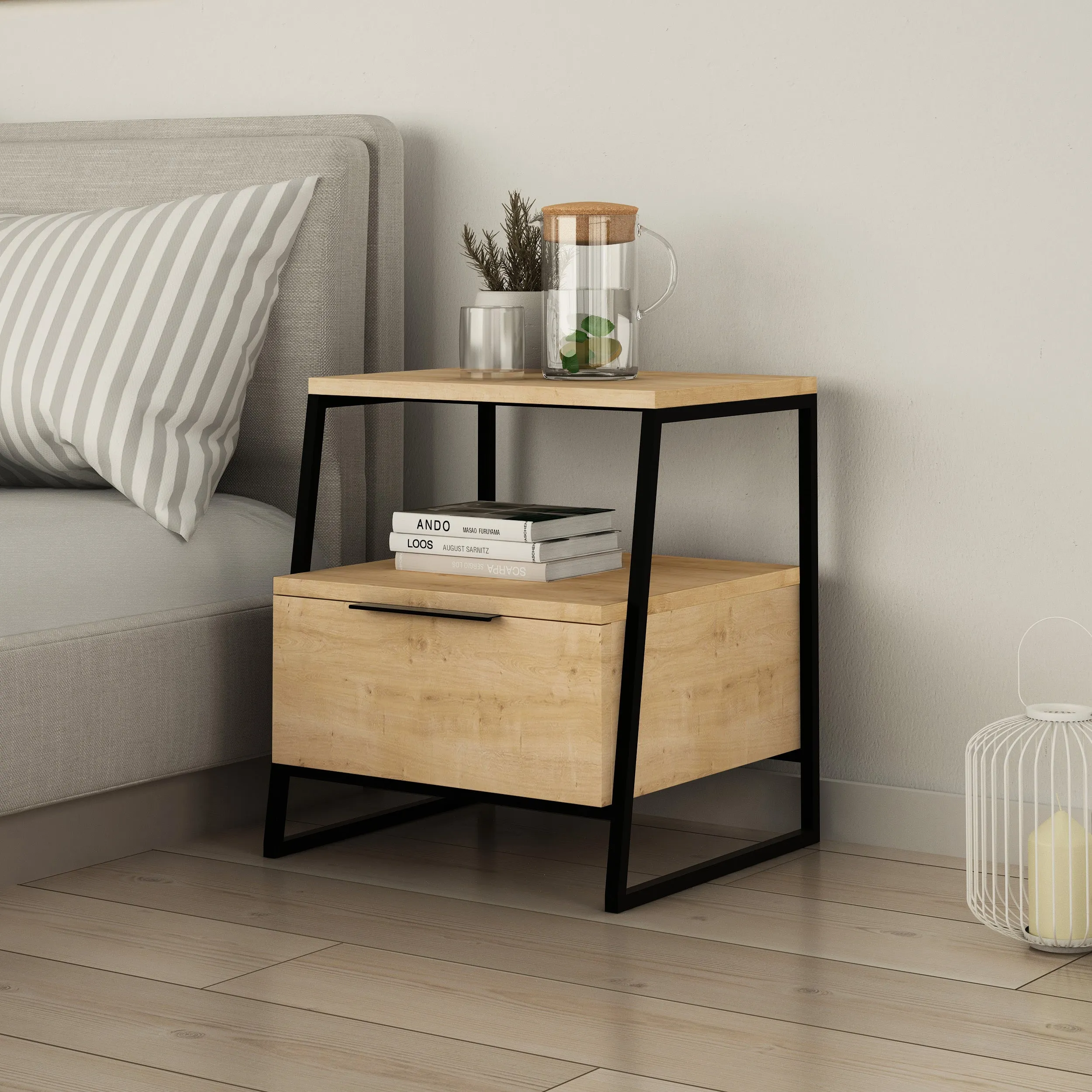 Pal Modern Bedside Table With Drawer Bedroom Furniture W 45cm