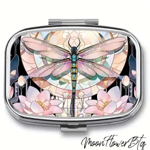 Pink Dragonfly Pill Case Travel Container