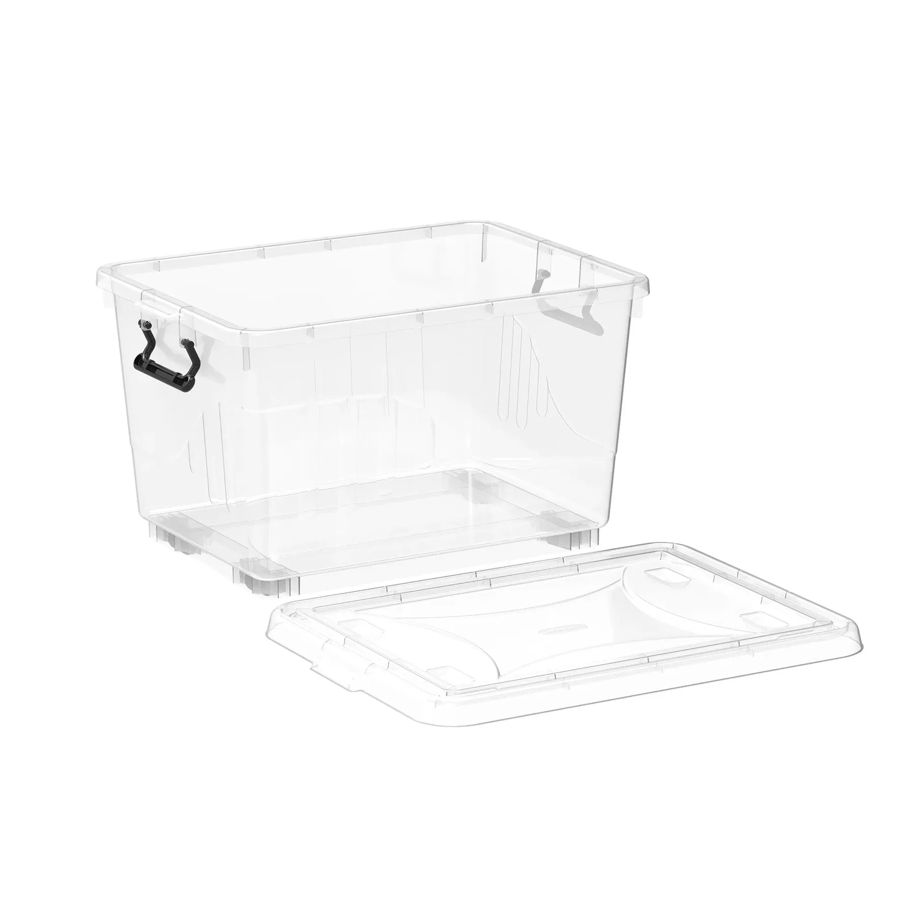 Plastic Storage Box with Wheels & Lockable Lid 33L (Transparent)