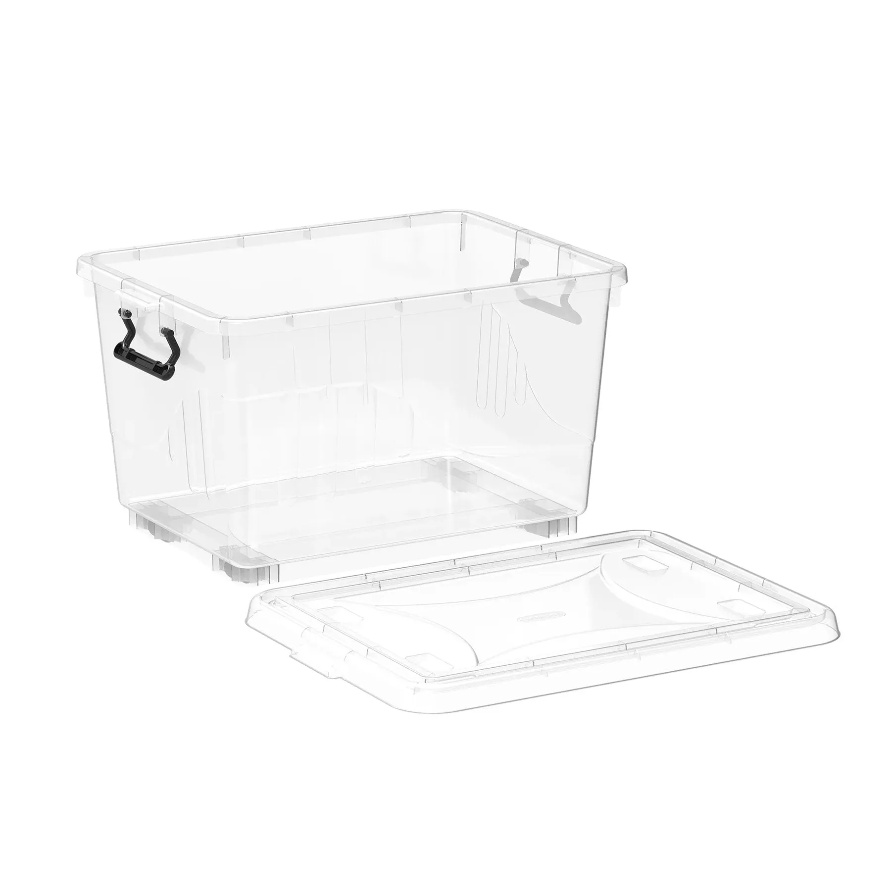 Plastic Storage Box with Wheels & Lockable Lid 55L (Transparent)