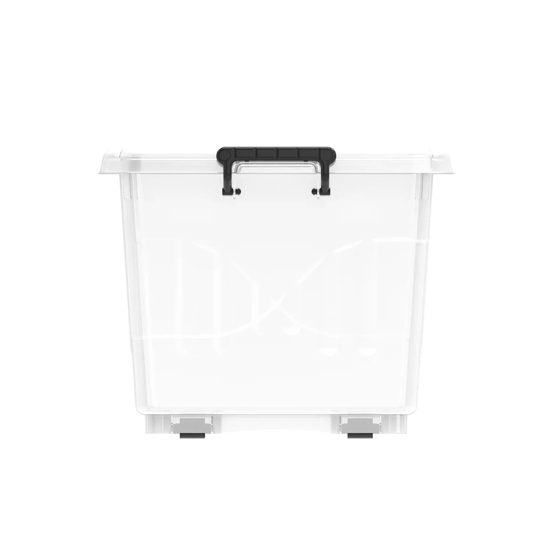 Plastic Storage Box with Wheels & Lockable Lid 82L (Transparent)