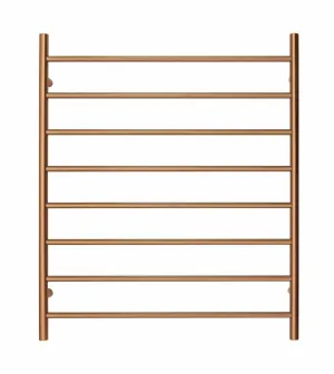 Premium Brushed Rose Gold Heated Towel Rack - 8 Bars, Round Design, AU Standard, 1000x850mm Wide