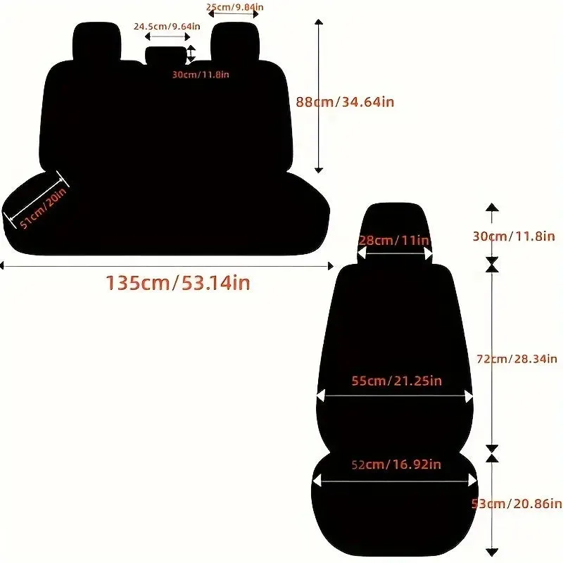 PU Leather Car Seat Covers, 5-Seat Front & Rear Durable Seat Cushions for All Cars