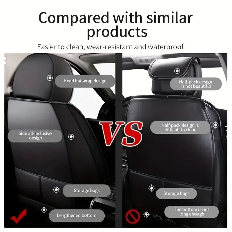 PU Leather Car Seat Covers, 5-Seat Front & Rear Durable Seat Cushions for All Cars