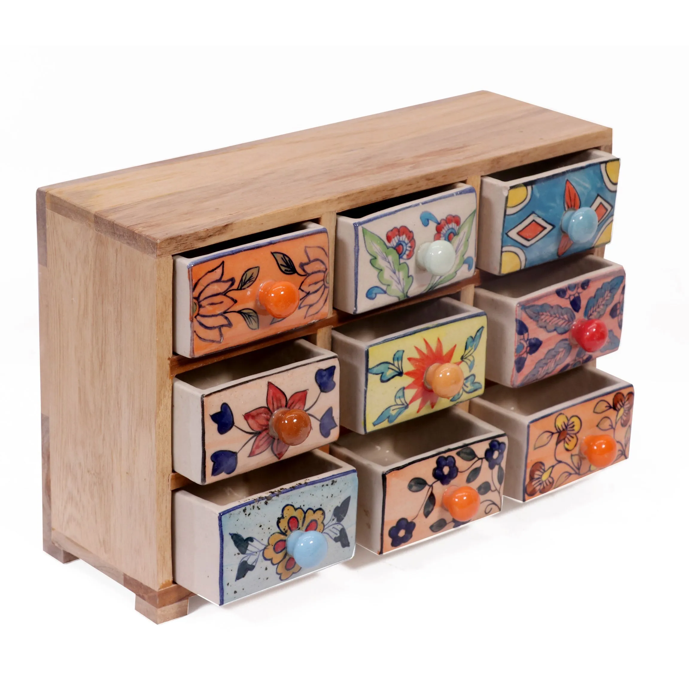 Puzzled 9 drawer wide ceramic organizer