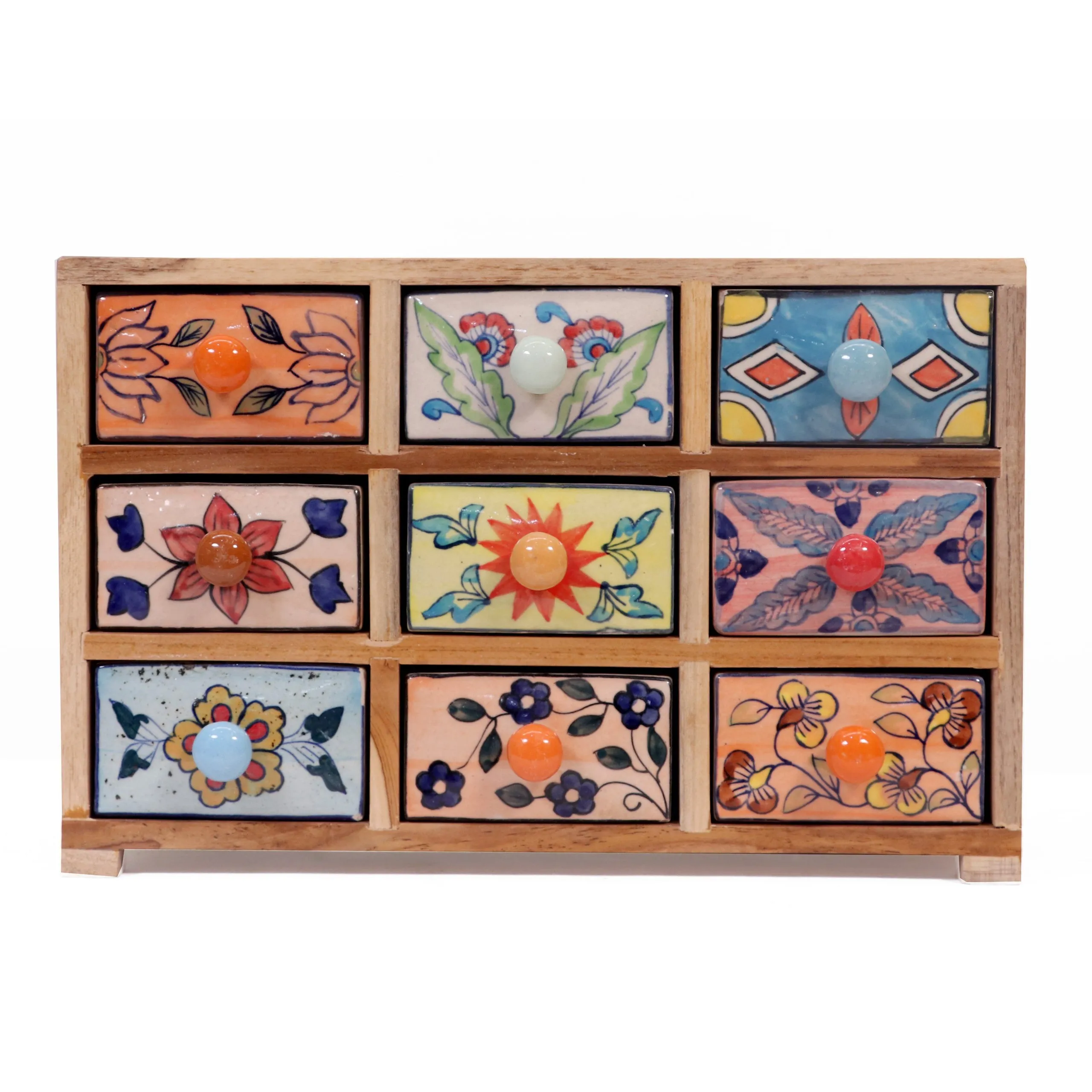 Puzzled 9 drawer wide ceramic organizer