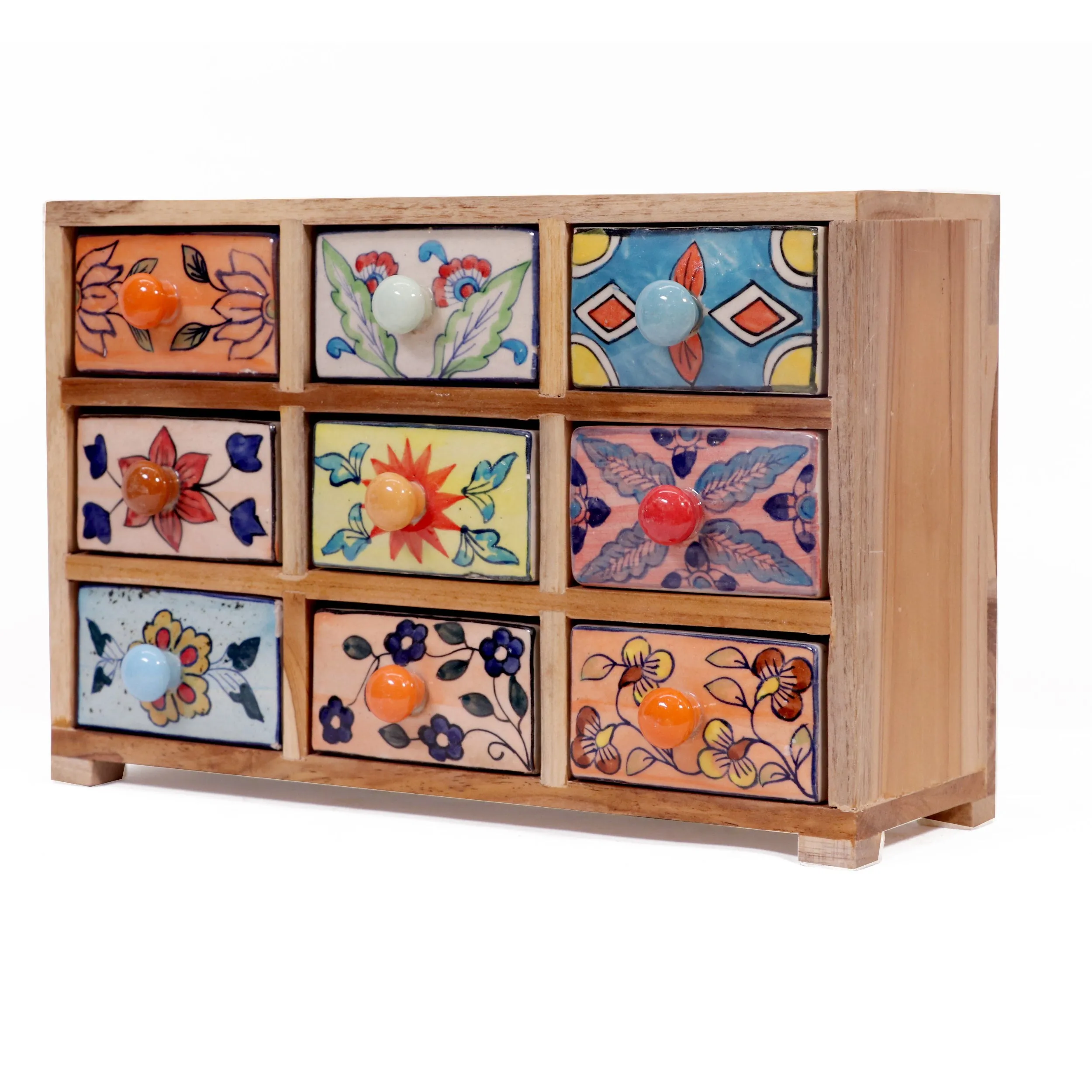 Puzzled 9 drawer wide ceramic organizer