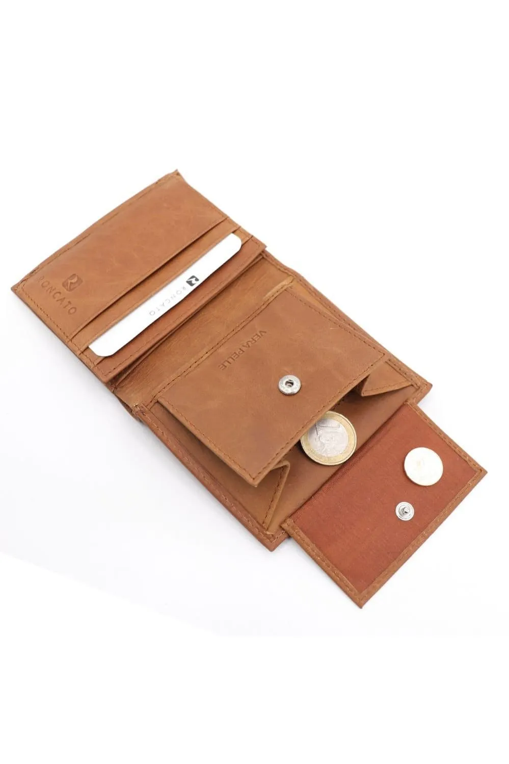 R Roncato Leather Wallet, Equipped With Spaces for Credit Cards, Documents in Card Format and Banknotes