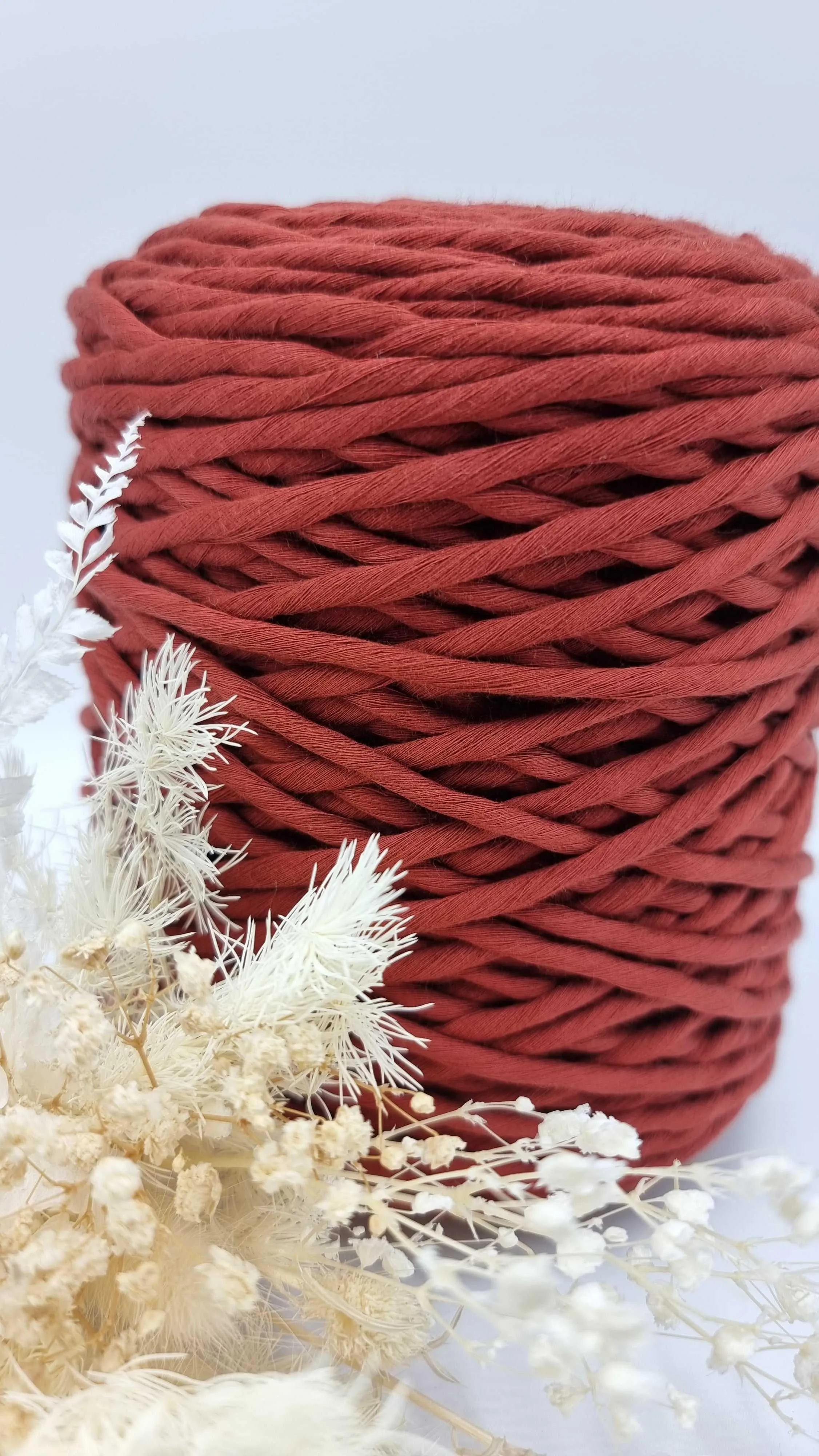 Red Velvet Macrame Cord - 3MM  Single Strand Luxe Cotton String 1KG