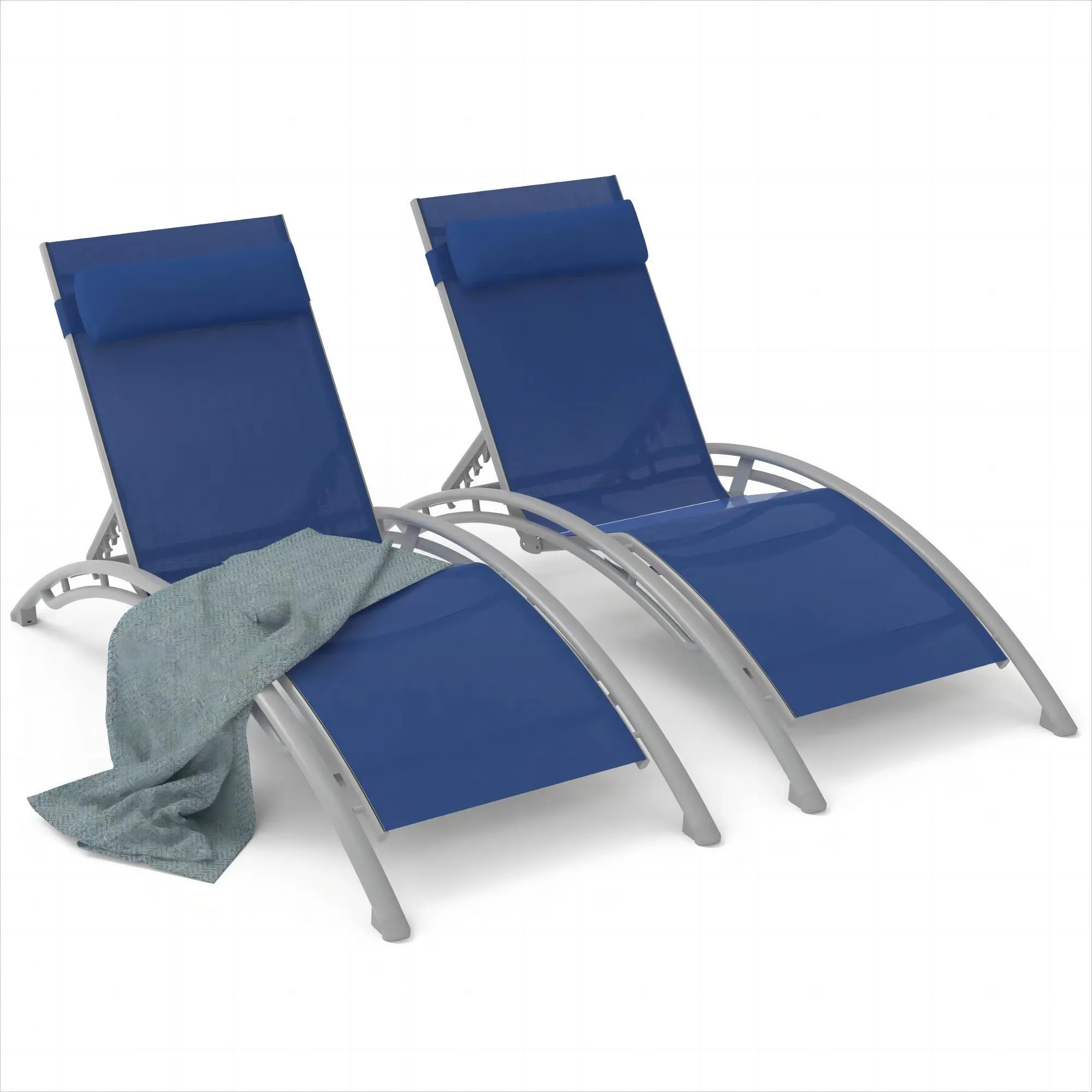 Renova Outdoor Adjustable Chaise Lounge (Set of 2) - Blue