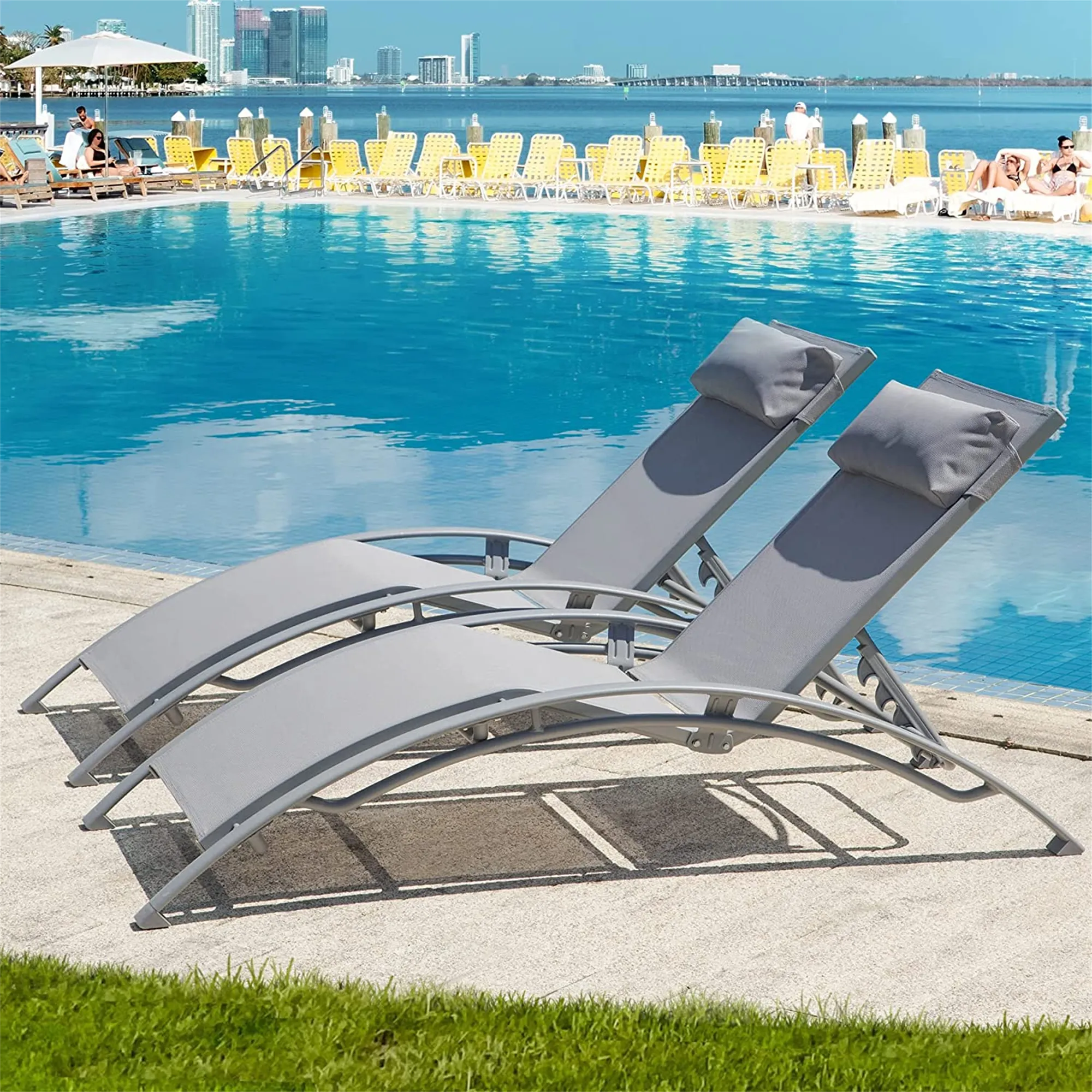 Renova Outdoor Adjustable Chaise Lounge (Set of 2) - Gray