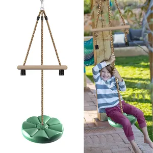 REZNOR Disc Swing for Kids, Swing Set Accessories, 7FT Height Adjustable Gym Monkey Bars, Tree Swing for Backyard, Green