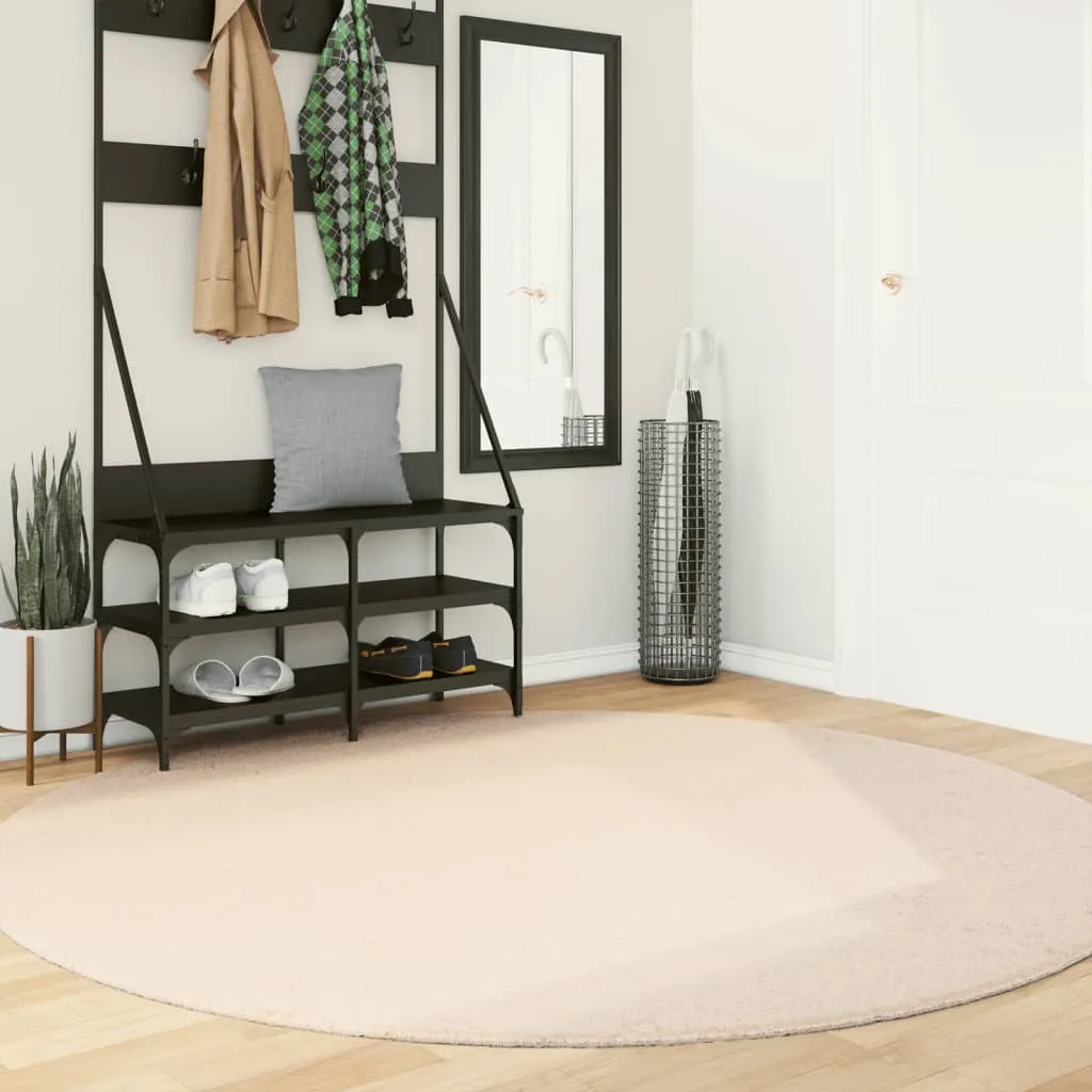 Rug HUARTE Short Pile Soft and Washable Beige Ø 200 cm