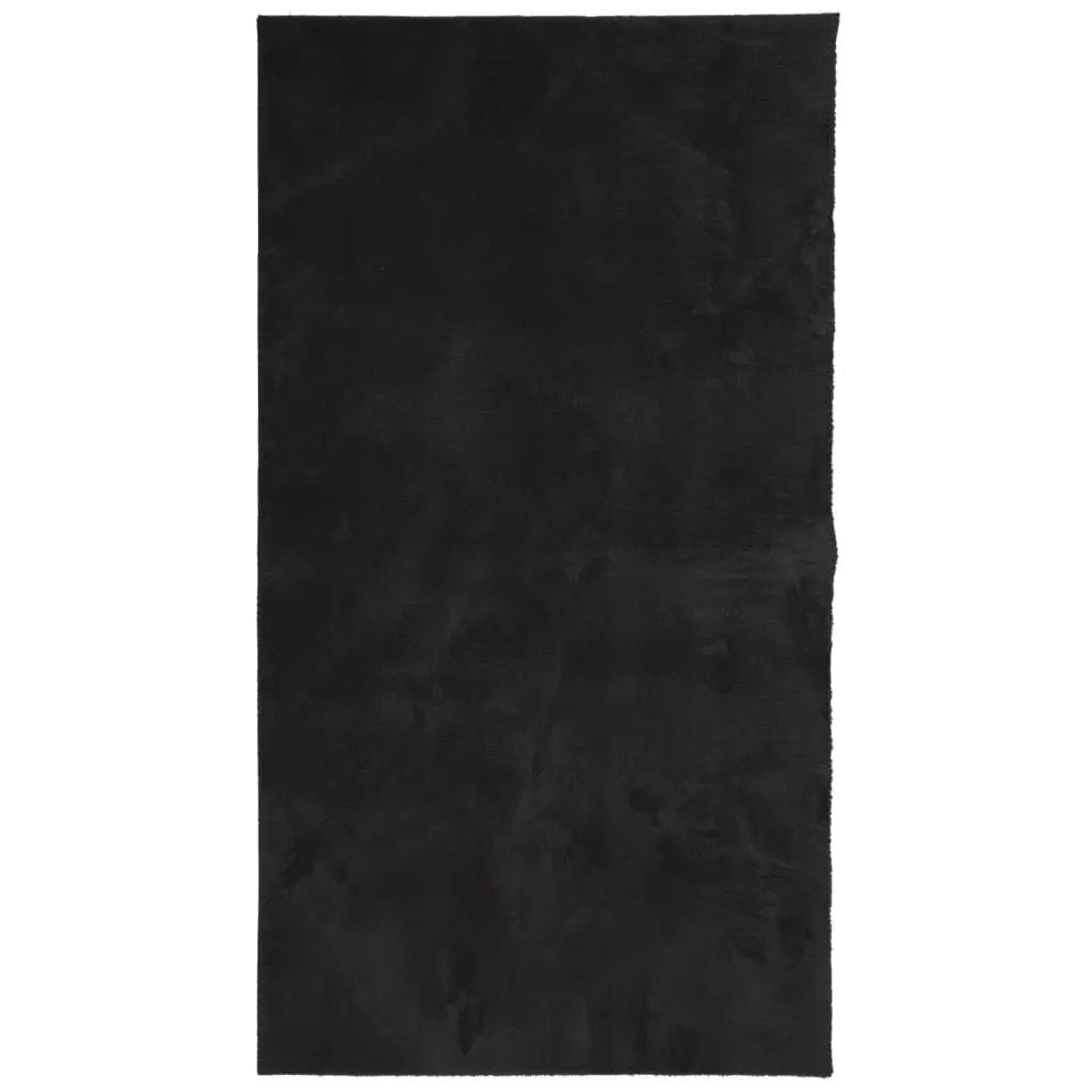 Rug HUARTE Short Pile Soft and Washable Black 80x150 cm