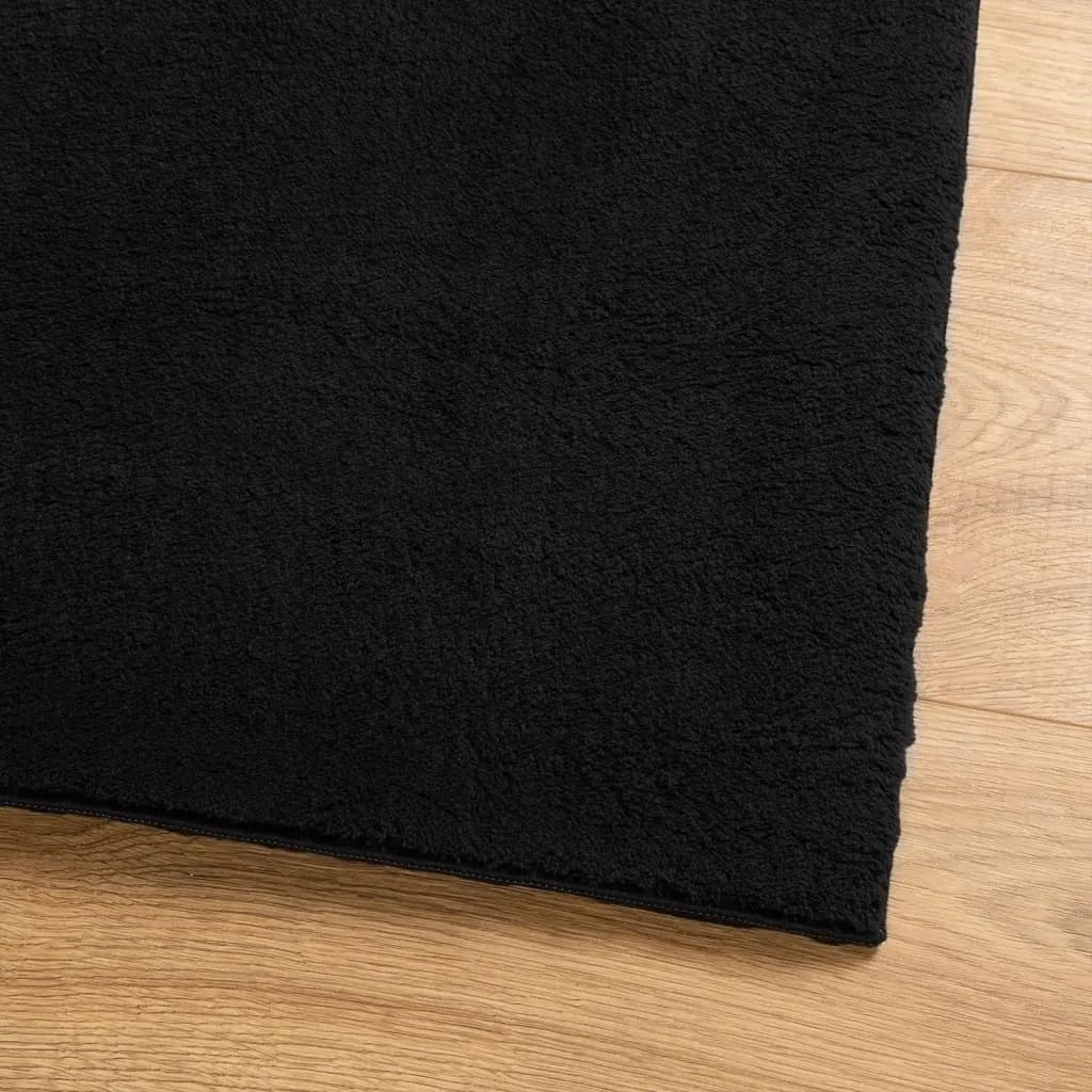 Rug HUARTE Short Pile Soft and Washable Black 80x150 cm