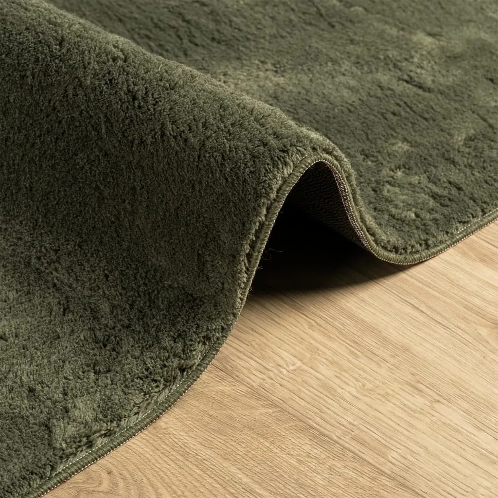 Rug HUARTE Short Pile Soft and Washable Forest Green 120x120 cm